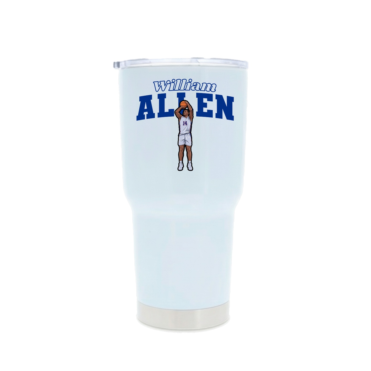 30oz Stainless Steel Tumbler — Name Arch in White