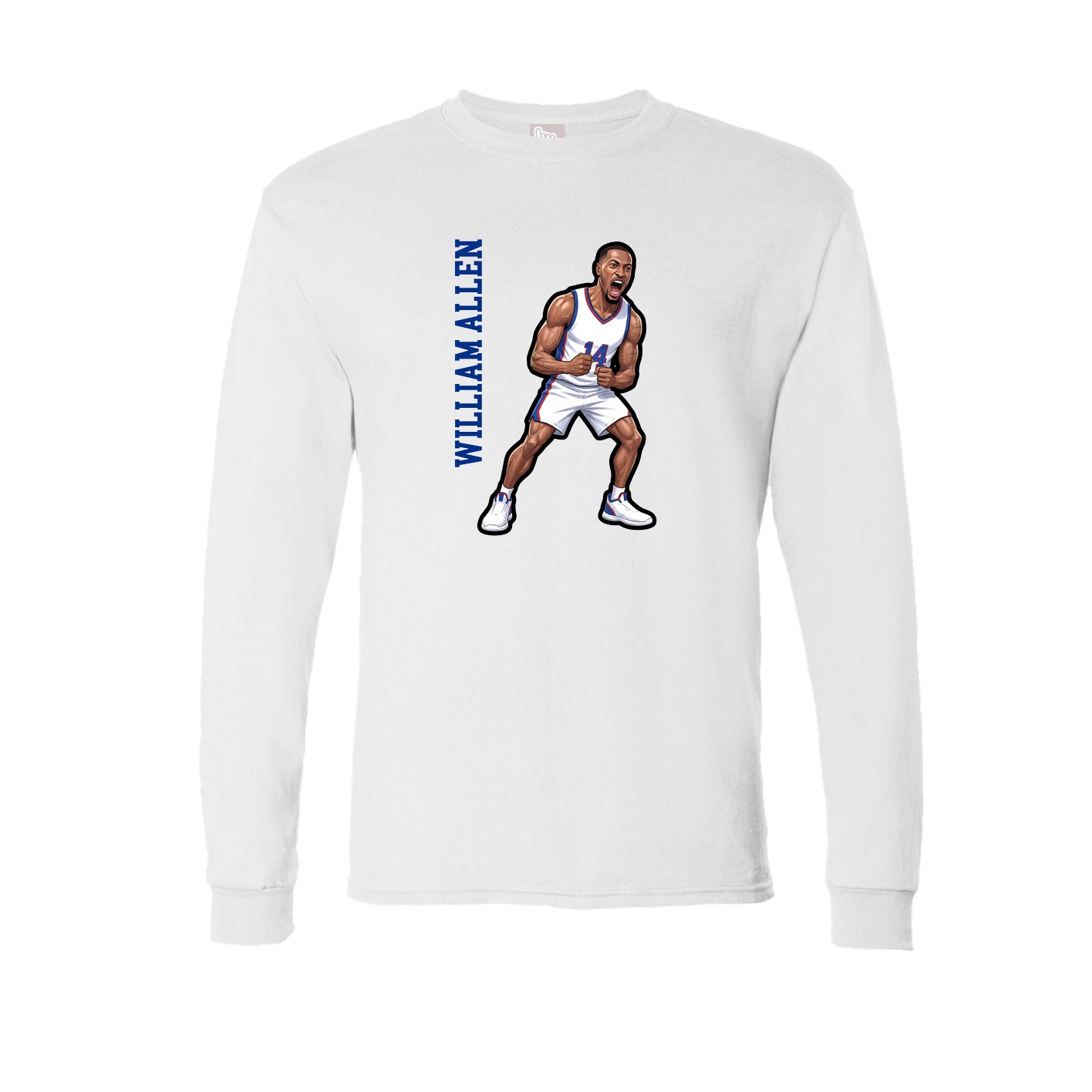 Long Sleeve Tee — Name Vertical in White