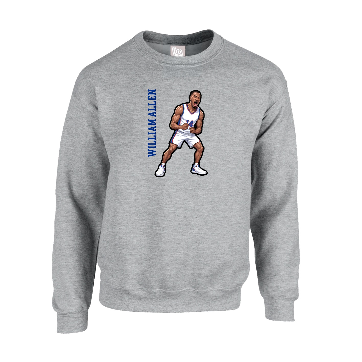 Fleece Crew — Name Vertical in Grey