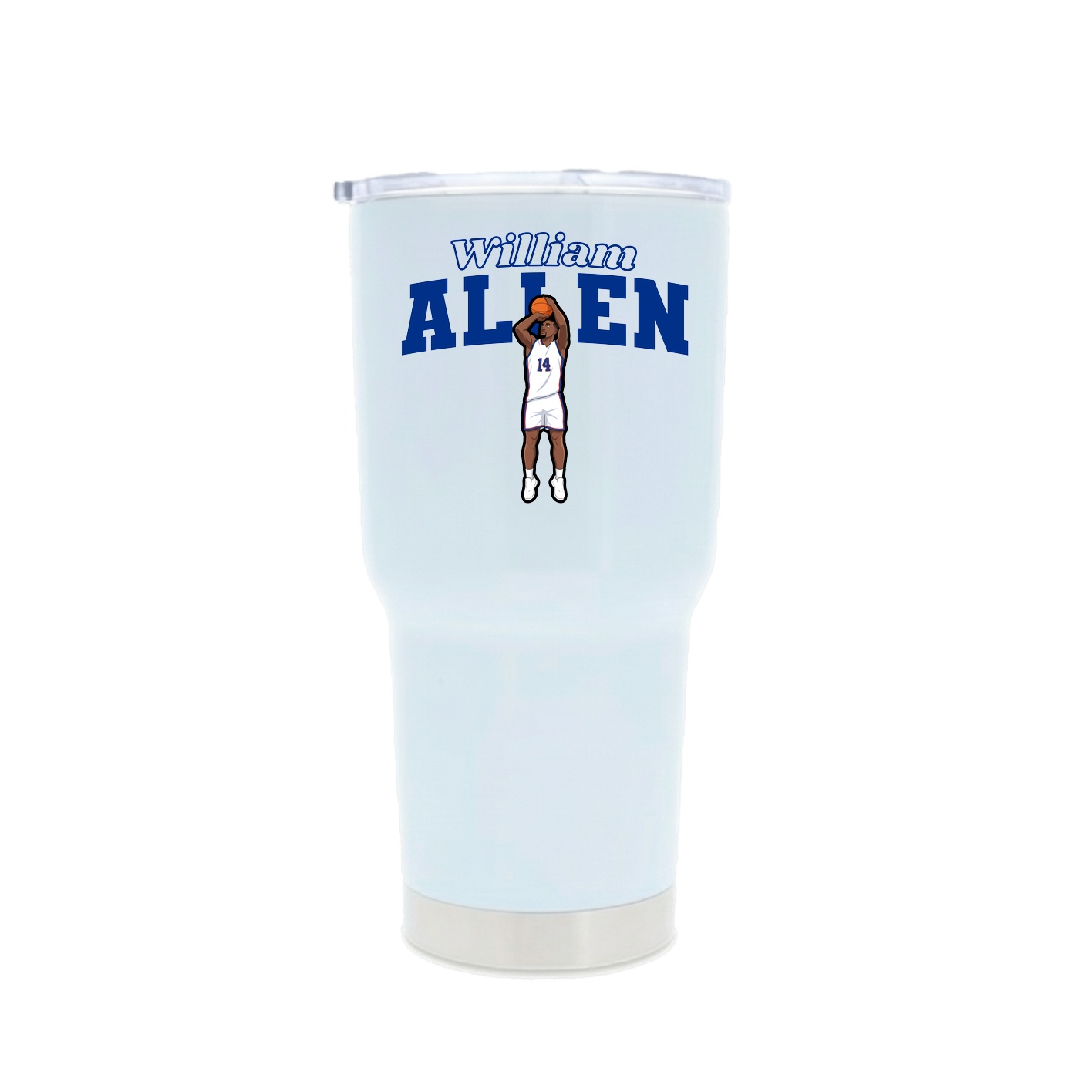 30oz Stainless Steel Tumbler — Name Arch in White