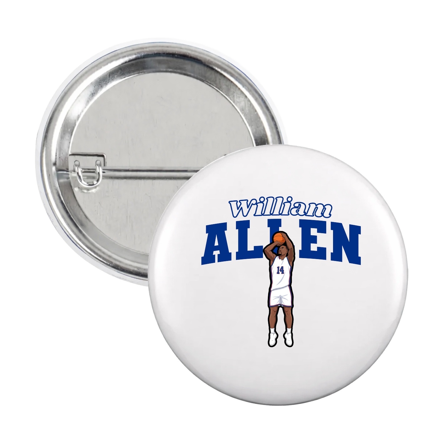 Game Day Button — Name Arch in White