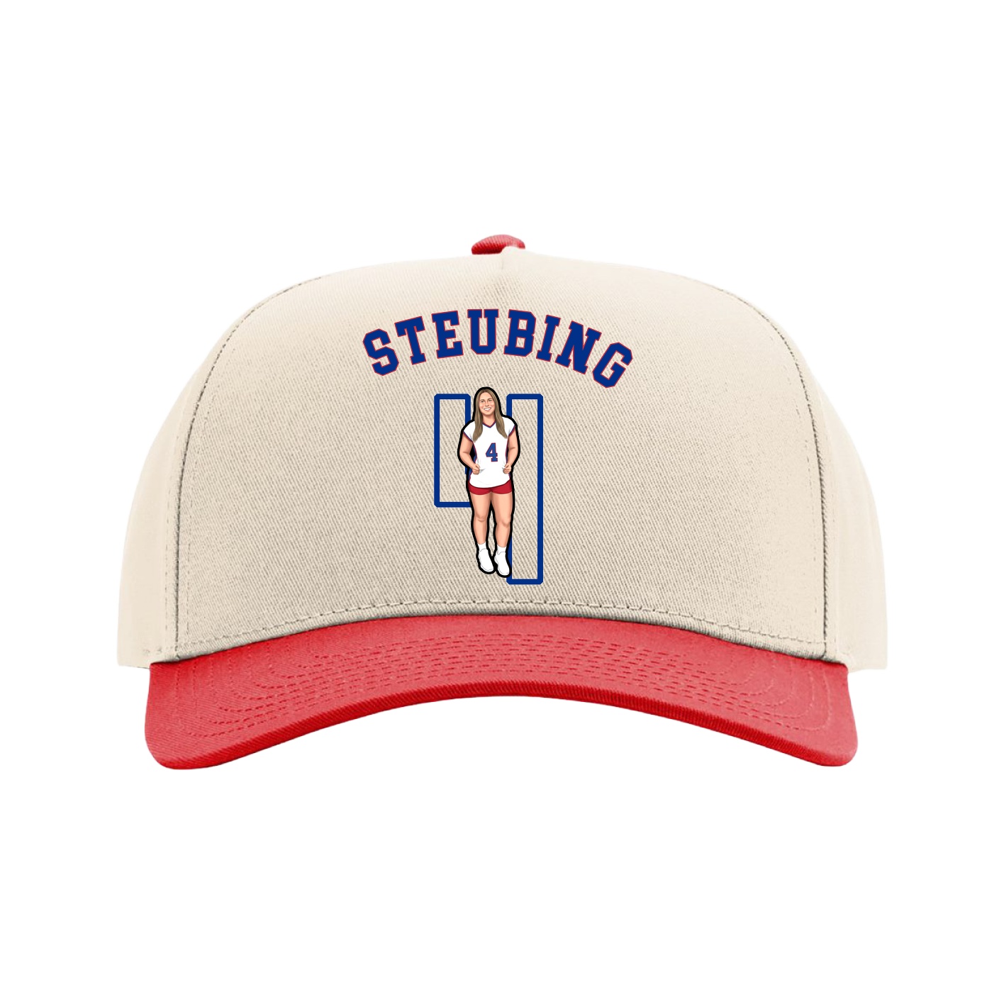 Full Fabric Five-Panel Champ Cap — Shirsey Arch in Cream/Red