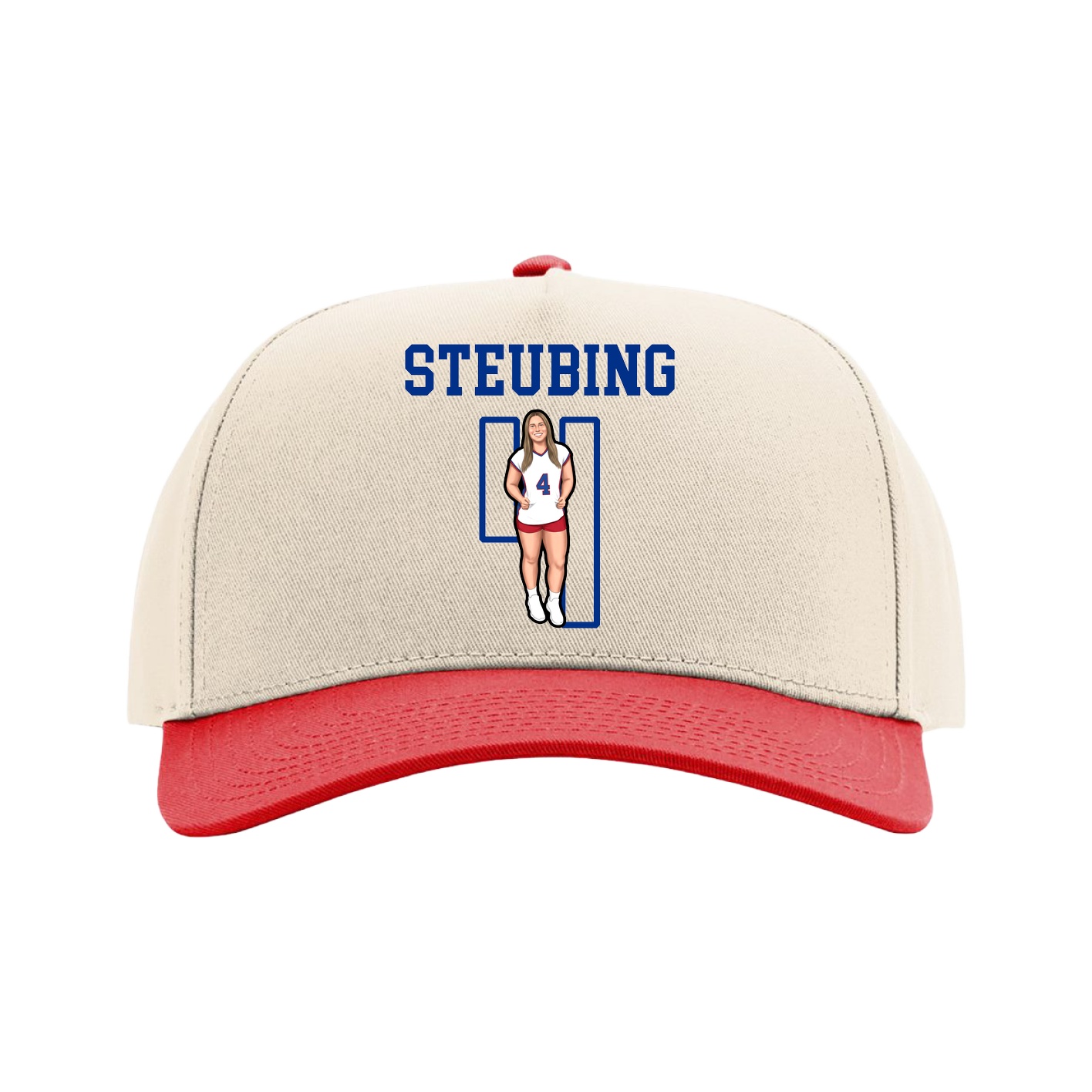Full Fabric Five-Panel Champ Cap — Shirsey in Cream/Red