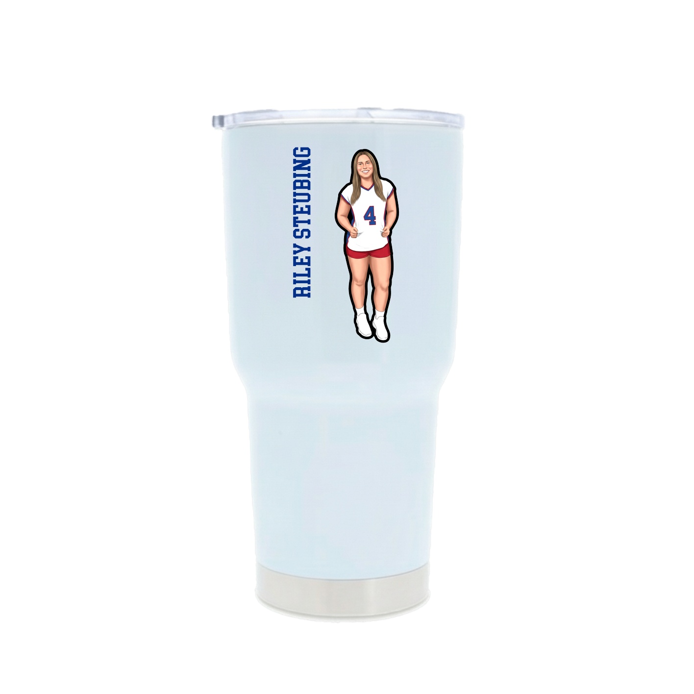 30oz Stainless Steel Tumbler — Name Vertical in White