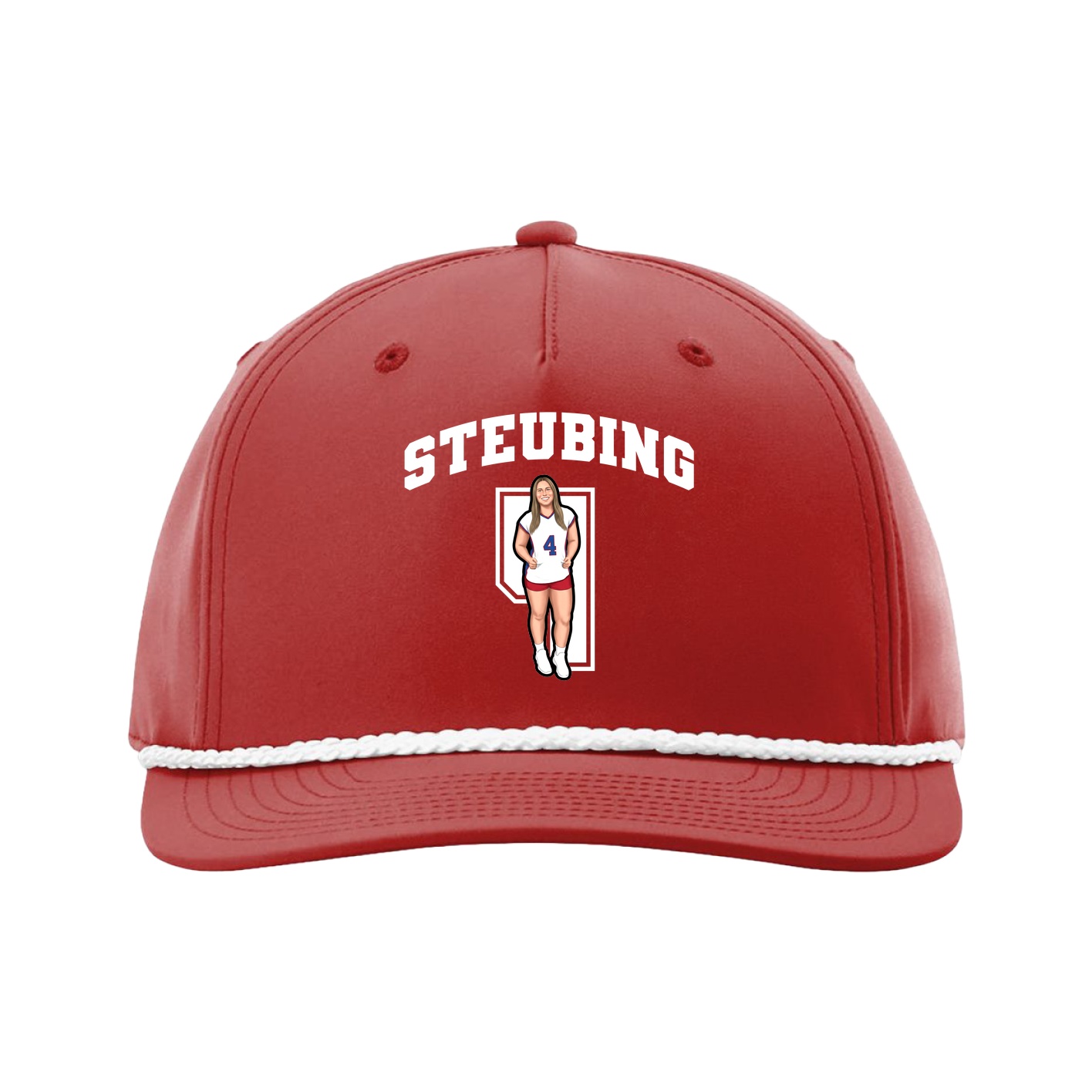 Five-Panel Classic Rope Cap — Number in Red