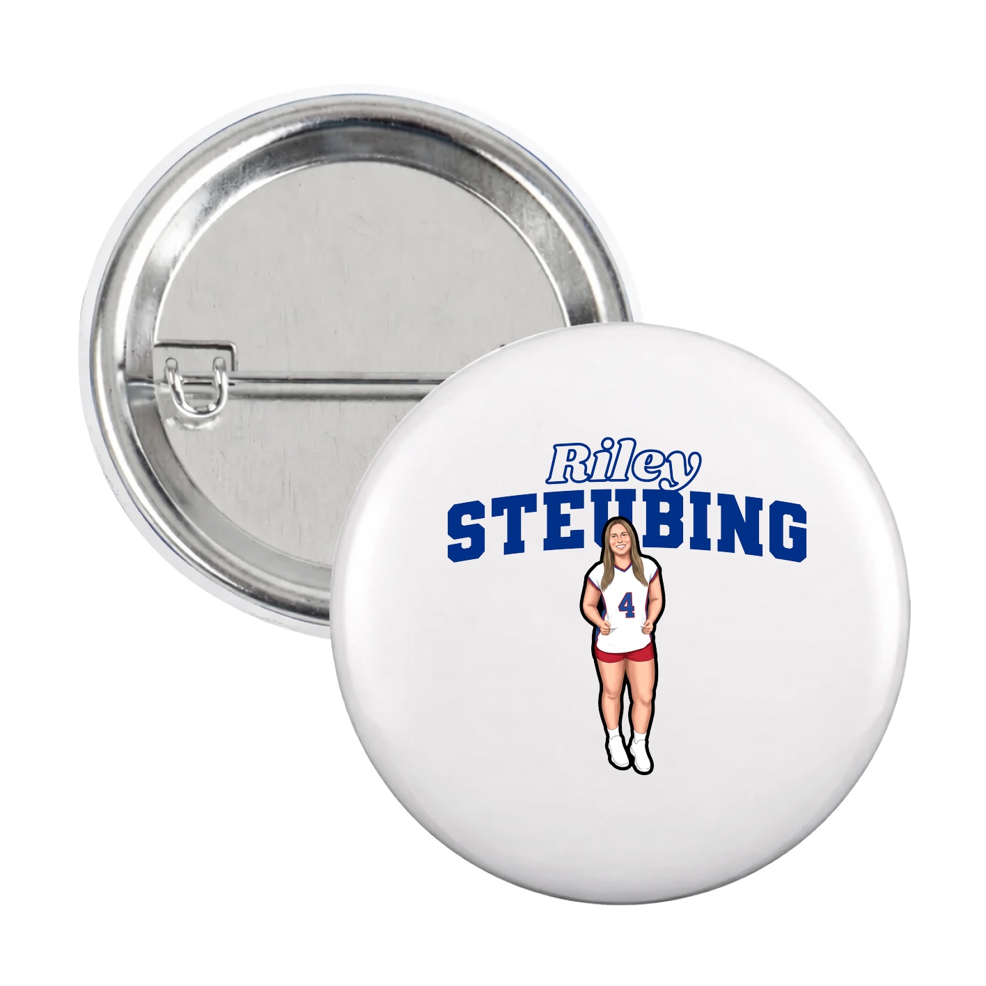 Game Day Button — Name Arch in White
