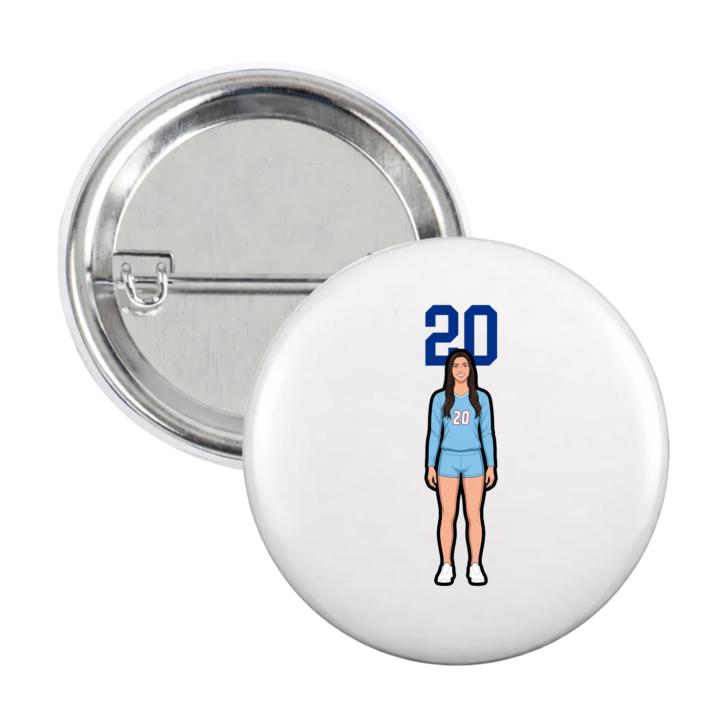 Game Day Button — Number Top in White