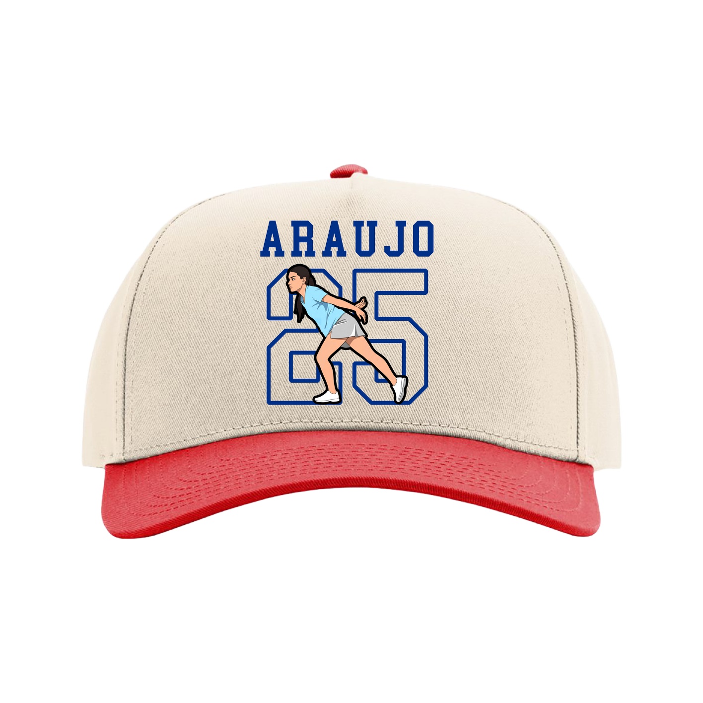 Full Fabric Five-Panel Champ Cap — Shirsey in Cream/Red