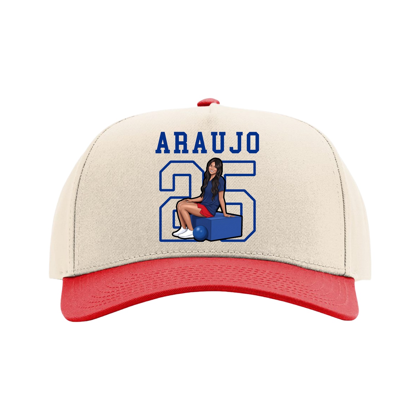 Full Fabric Five-Panel Champ Cap — Shirsey in Cream/Red