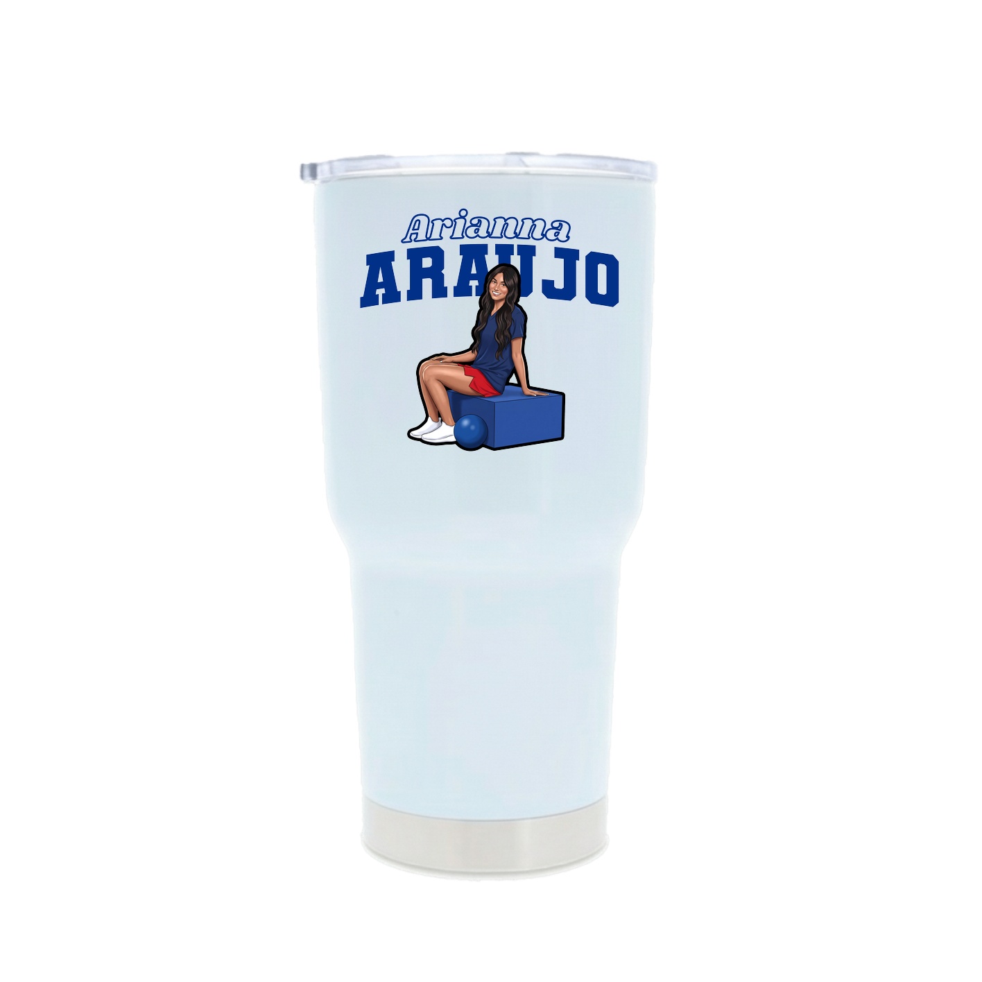 30oz Stainless Steel Tumbler — Name Arch in White