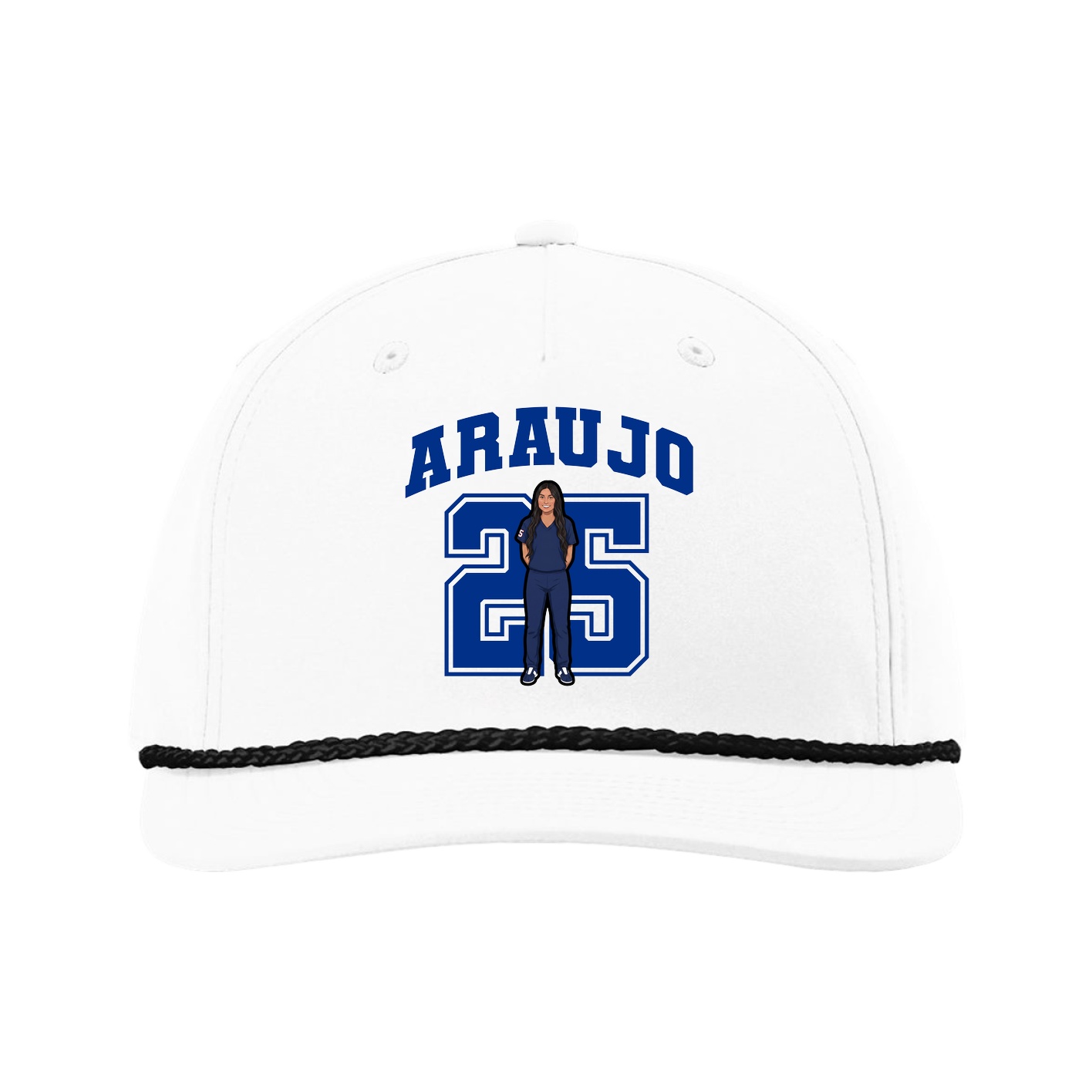 Five-Panel Classic Rope Cap — Number in White