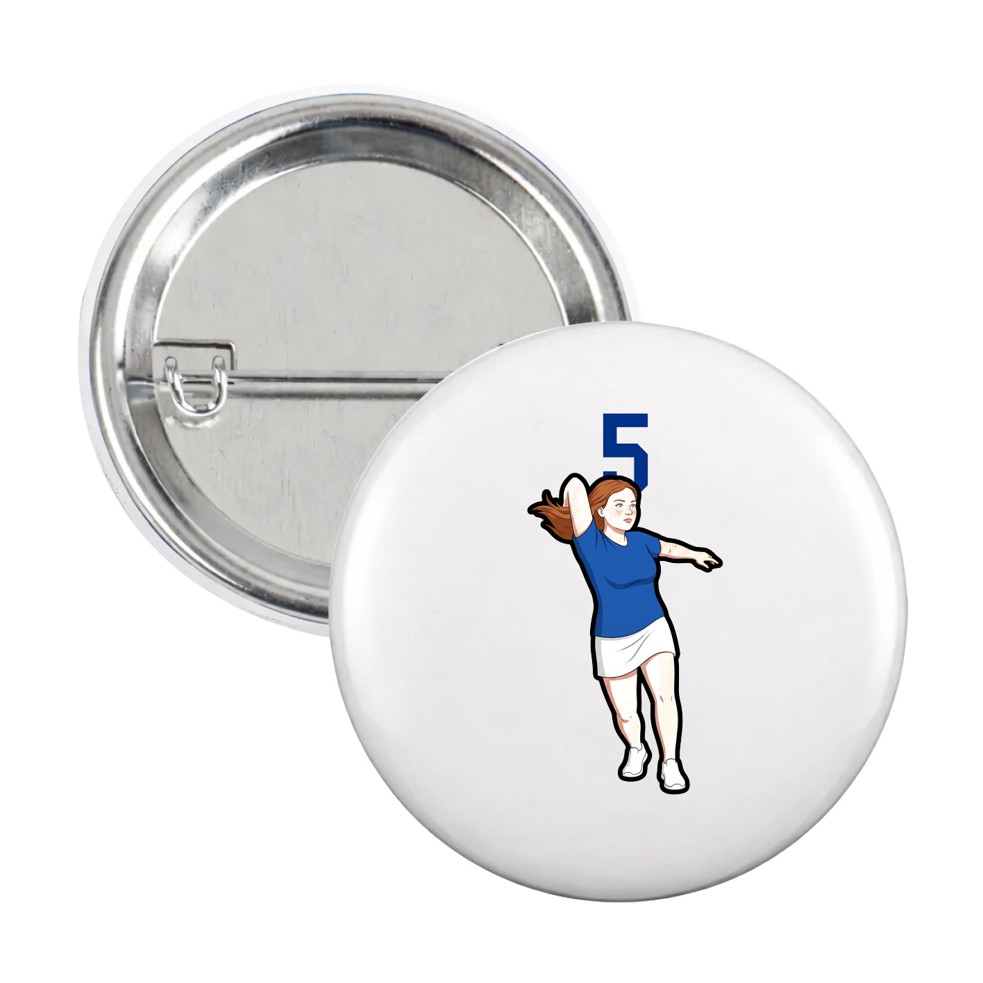 Game Day Button — Number Top in White