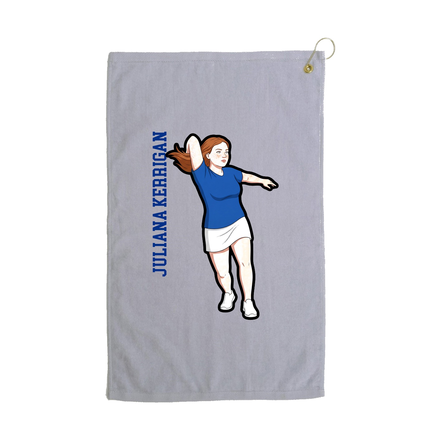 Golf Towel — Name Vertical in Grey