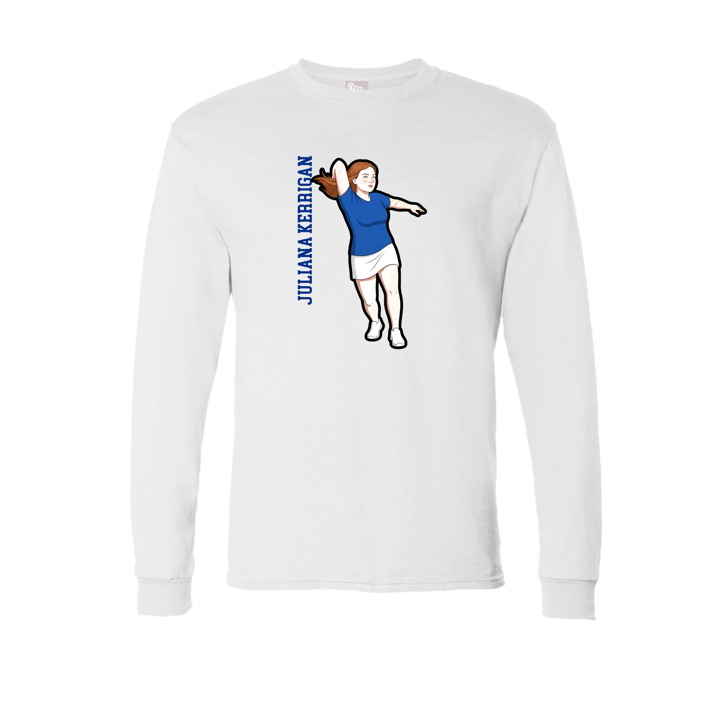 Long Sleeve Tee — Name Vertical in White