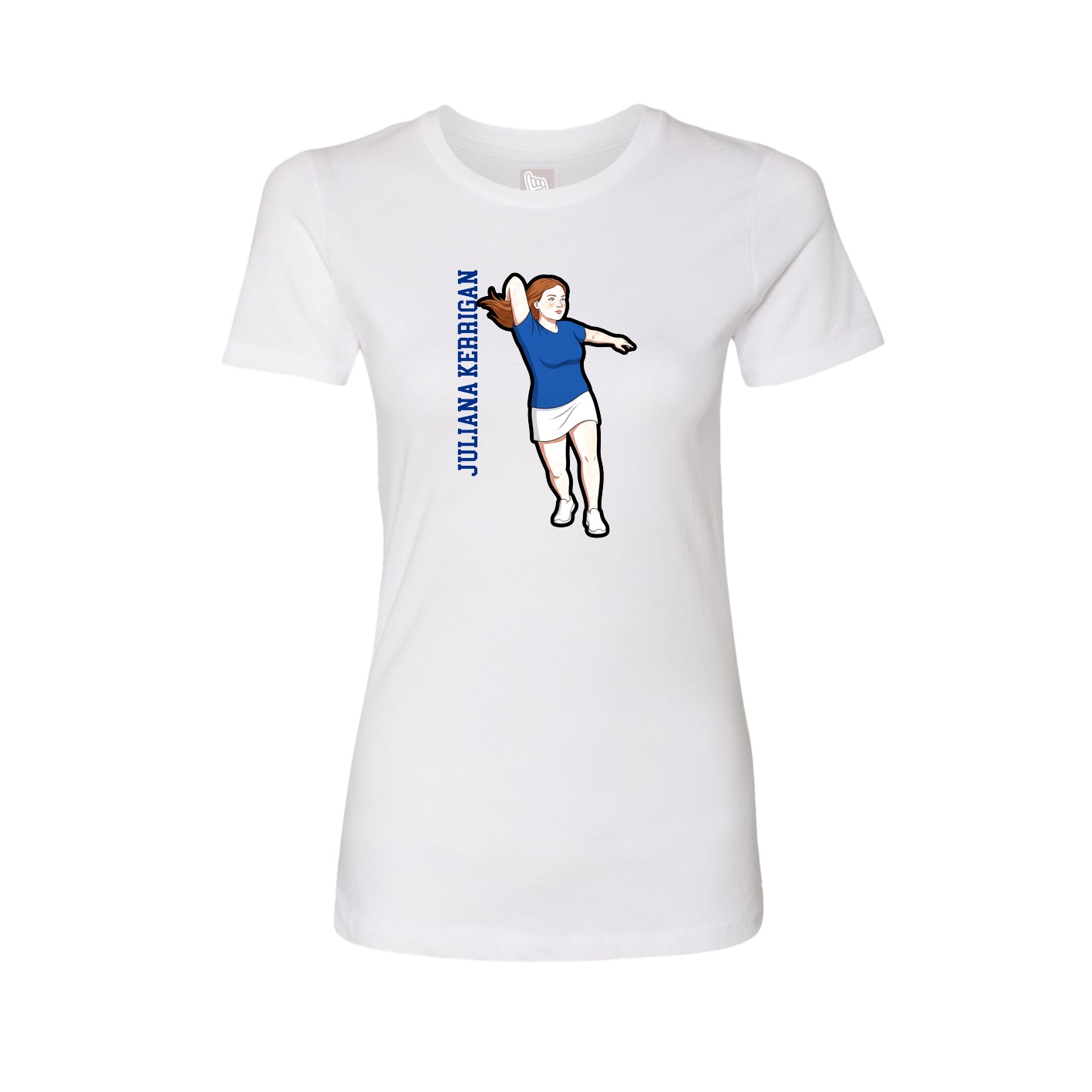 Fitted Women's Tee — Name Vertical in White