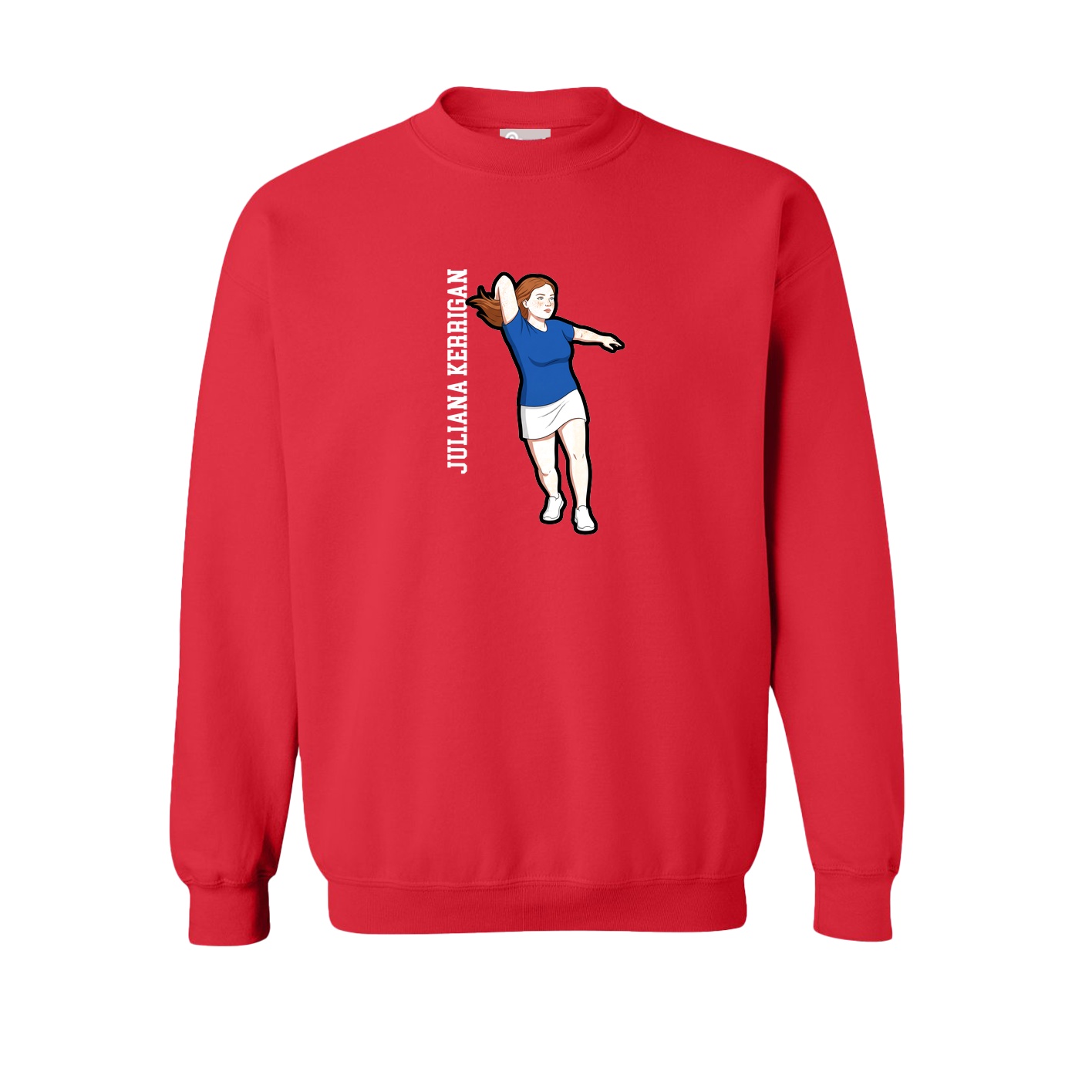 Fleece Crew — Name Vertical in Red