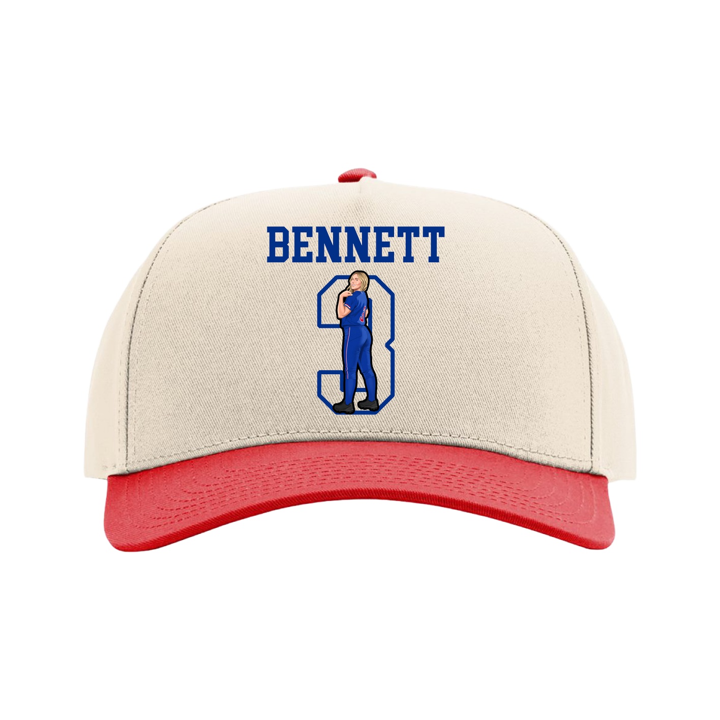 Full Fabric Five-Panel Champ Cap — Shirsey in Cream/Red