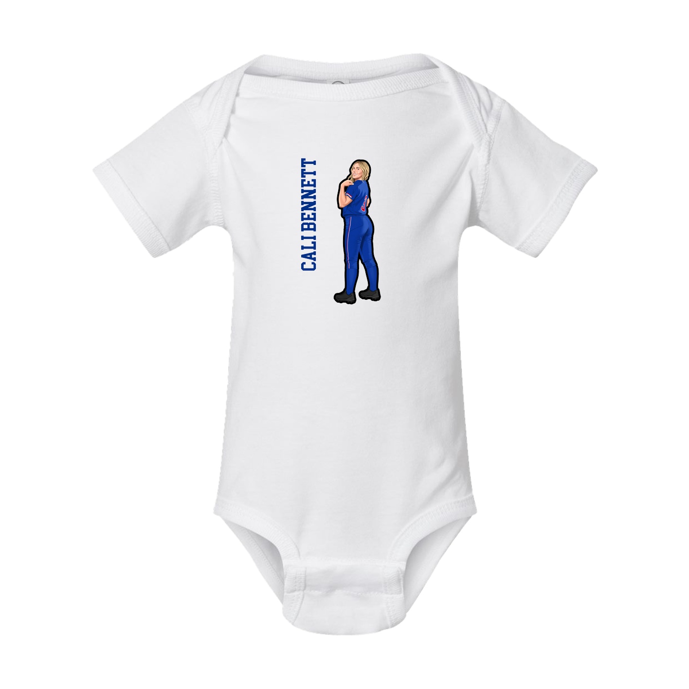 Baby Onesie — Name Vertical in White