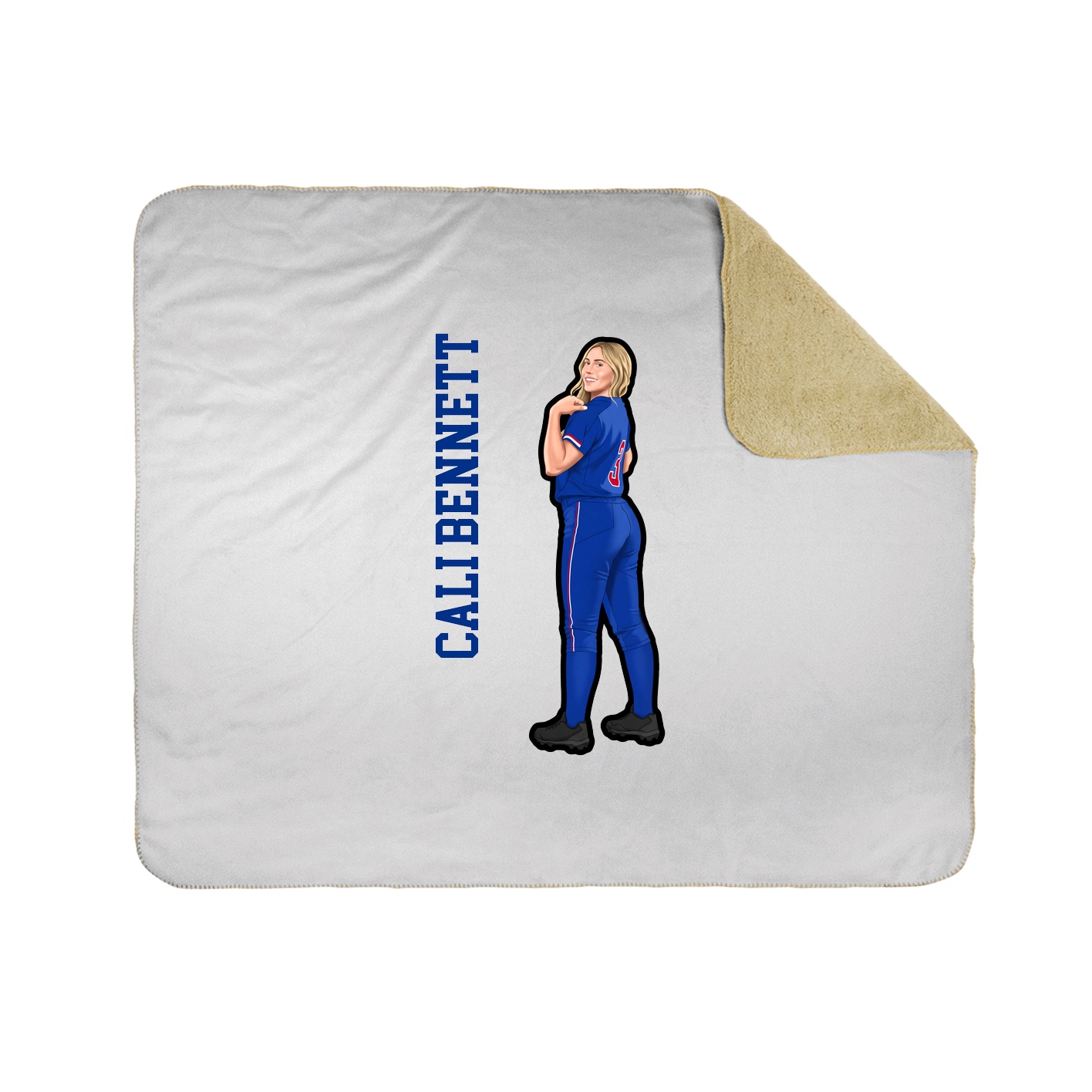 Throw Blanket — Name Vertical in White