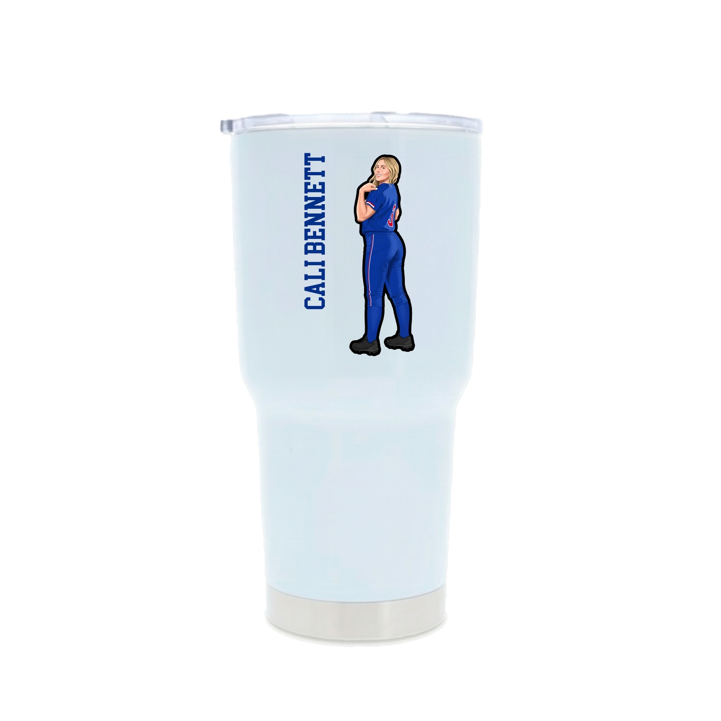 30oz Stainless Steel Tumbler — Name Vertical in White