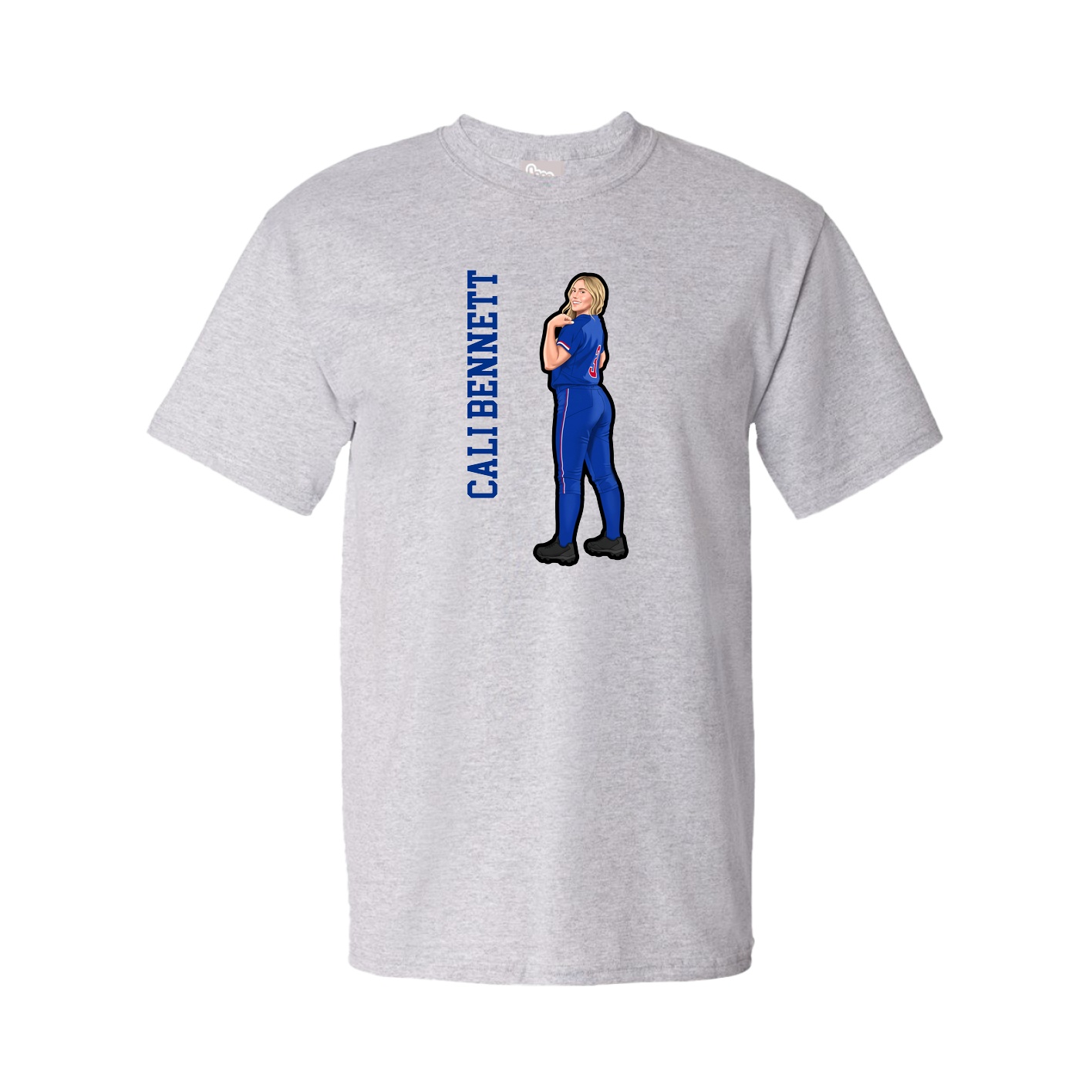 Youth Tee — Name Vertical in Grey