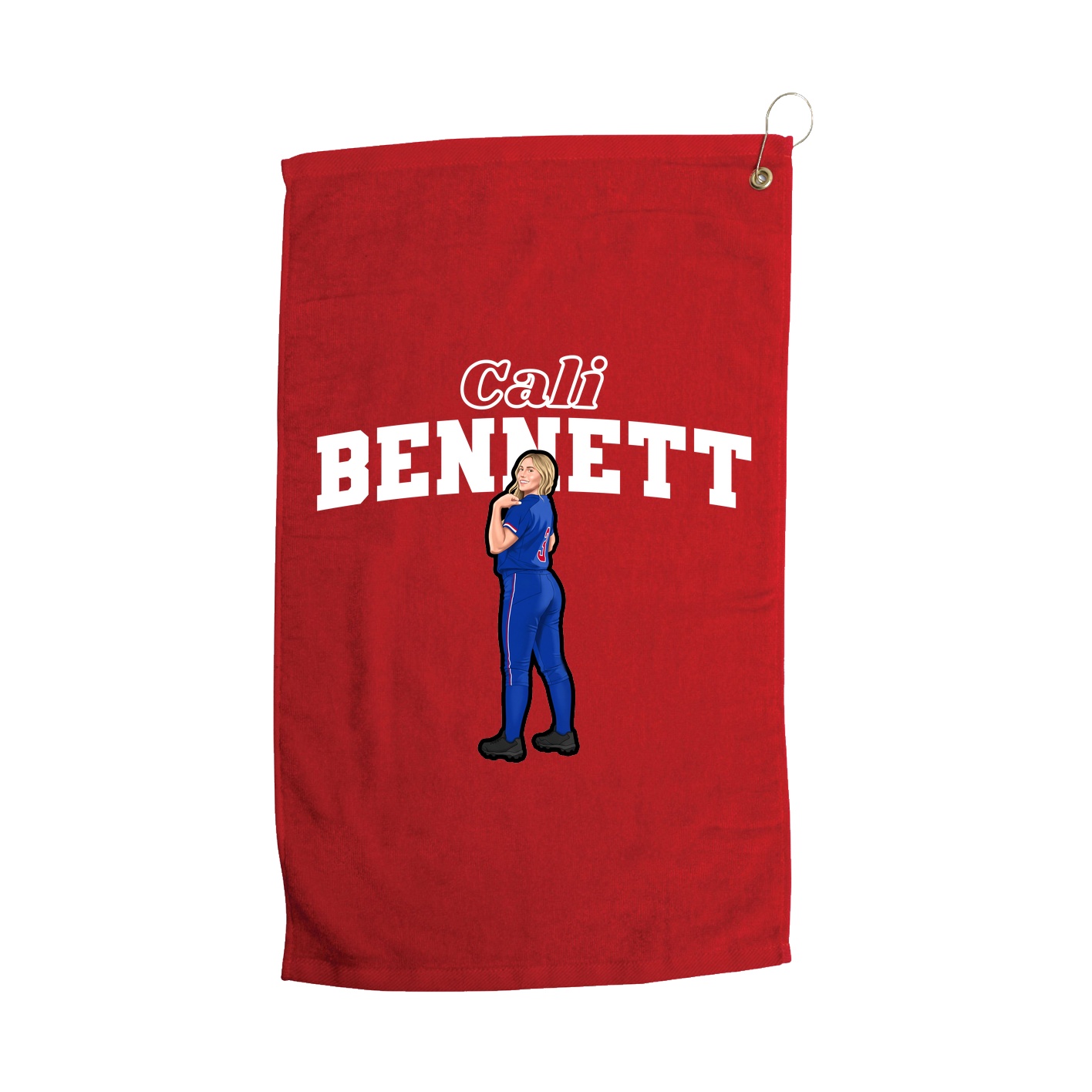 Golf Towel — Name Arch in Red