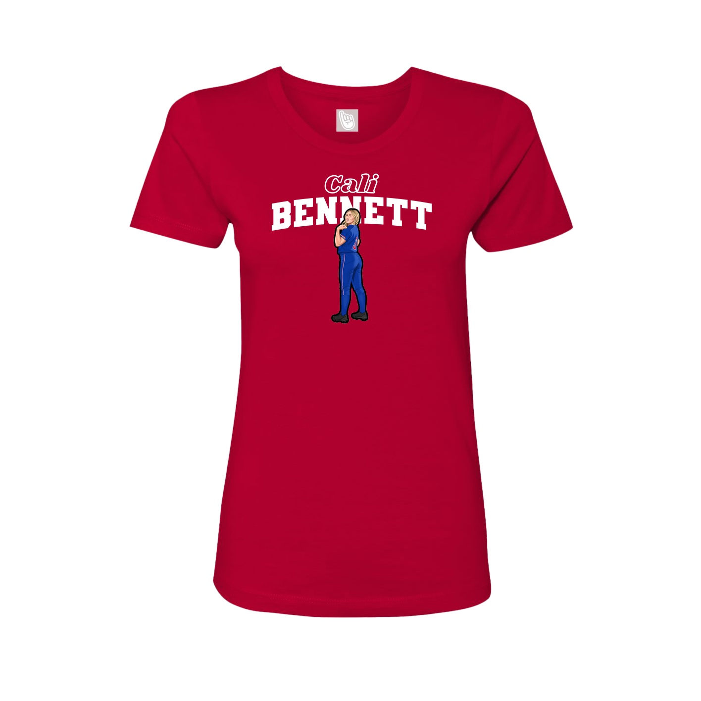 Fitted Women's Tee — Name Arch in Red