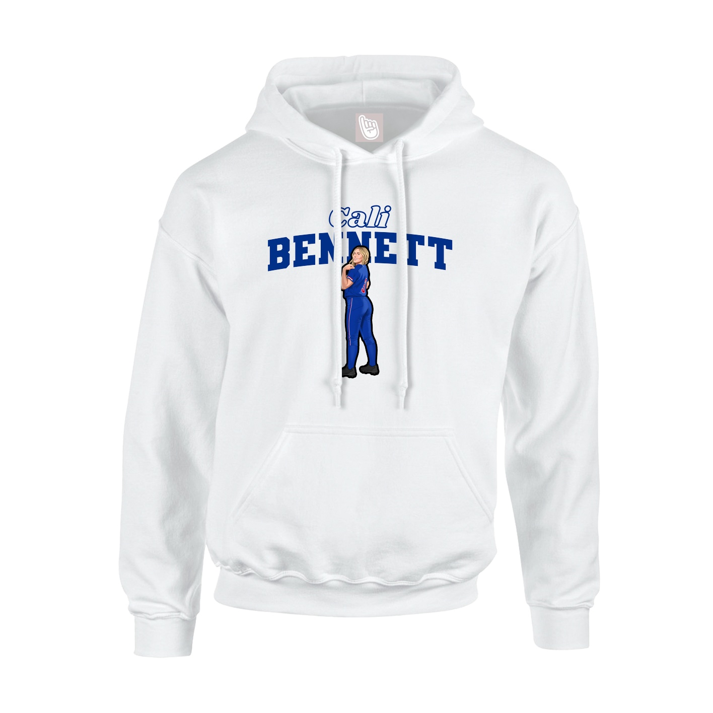 Youth Hoodie — Name Arch in White