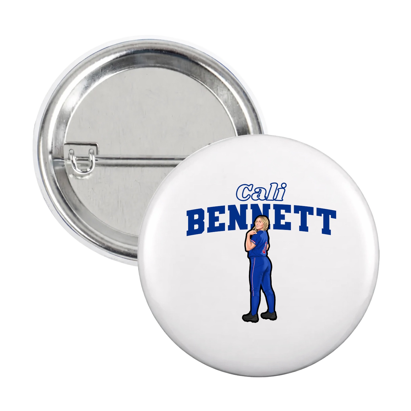 Game Day Button — Name Arch in White