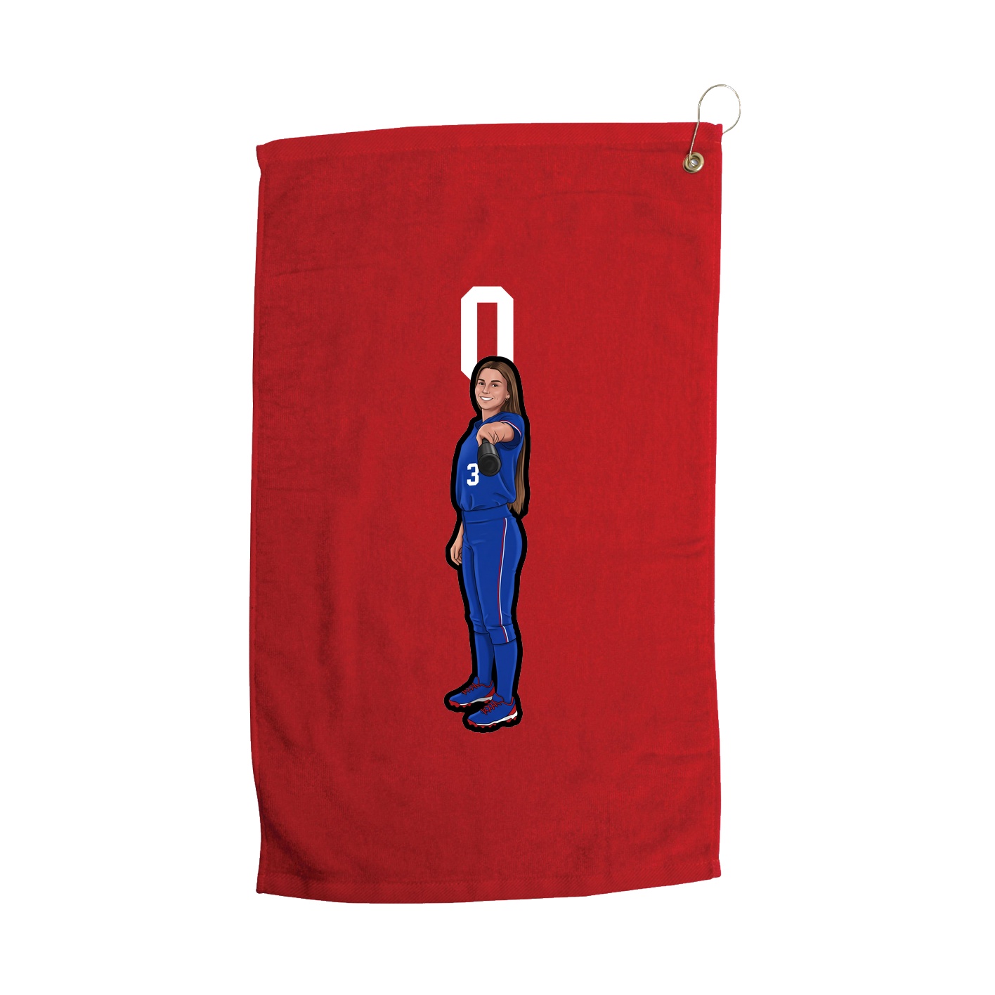 Golf Towel — Number Top in Red