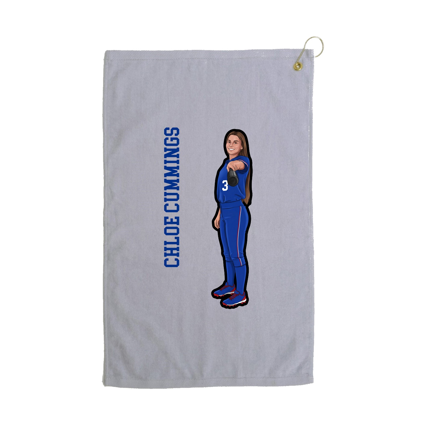 Golf Towel — Name Vertical in Grey