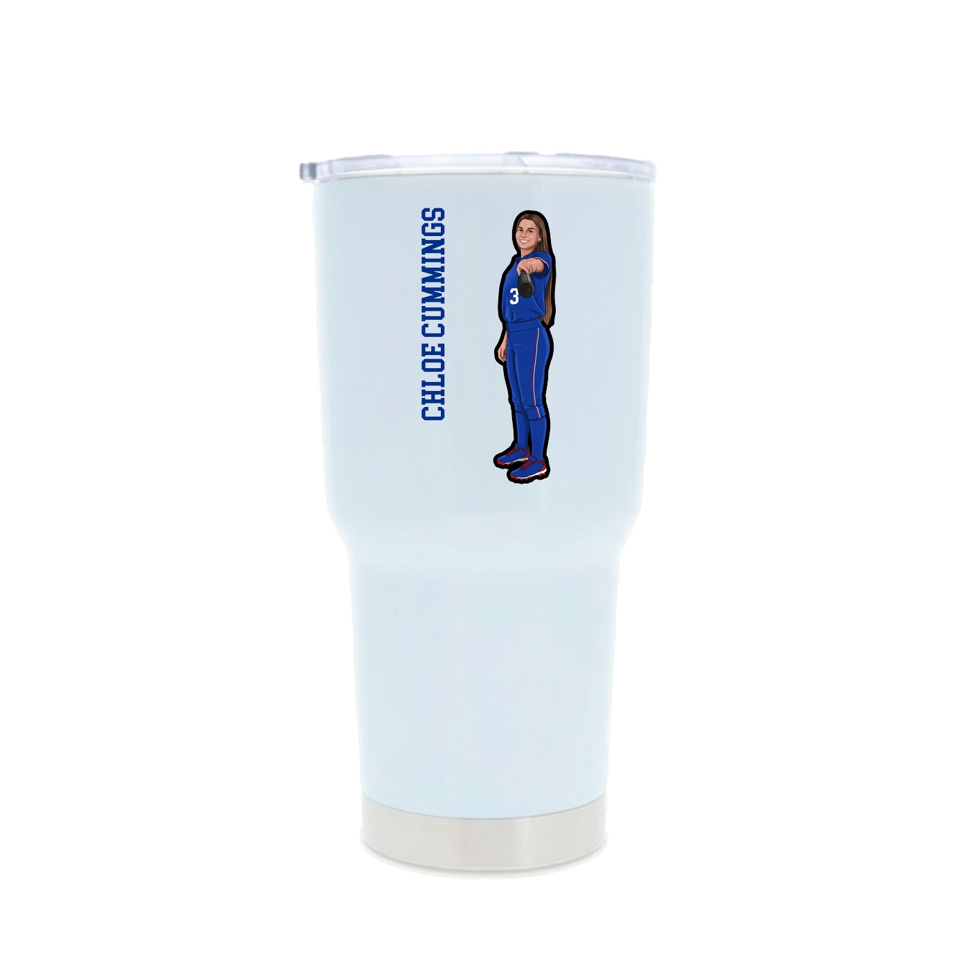 30oz Stainless Steel Tumbler — Name Vertical in White
