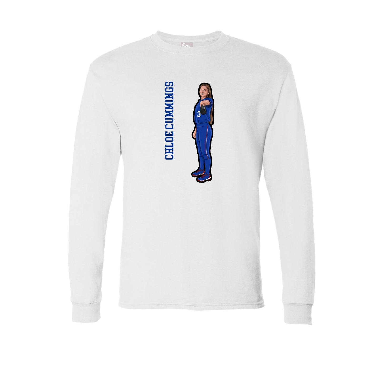 Long Sleeve Tee — Name Vertical in White