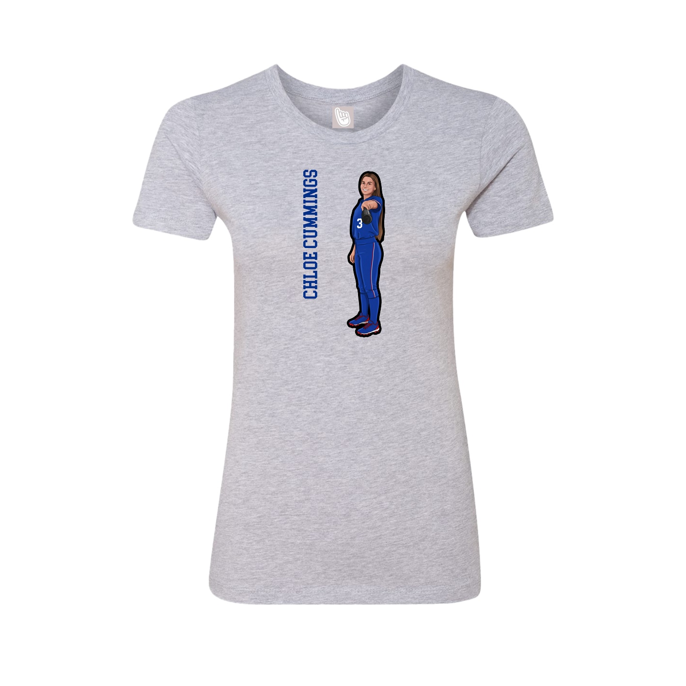 Fitted Women's Tee — Name Vertical in Grey