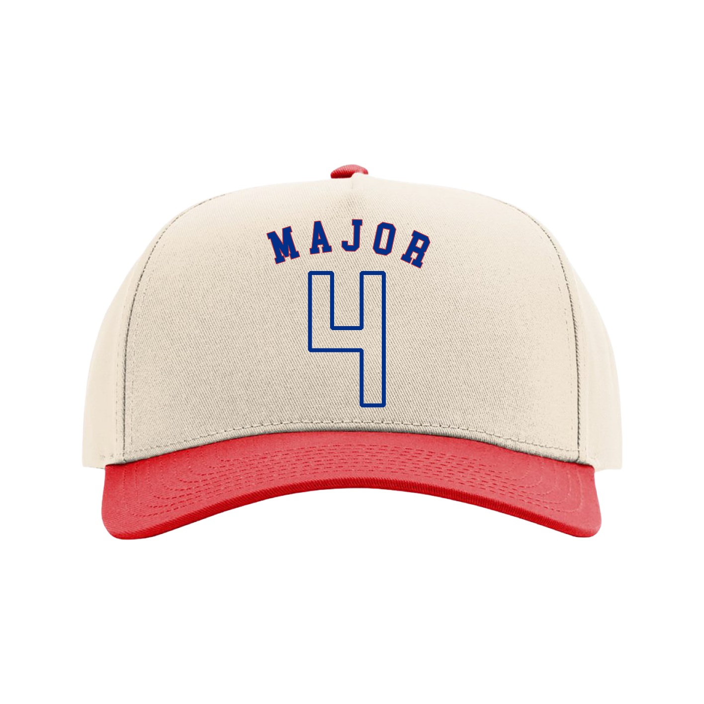 Full Fabric Five-Panel Champ Cap — Shirsey Arch in Cream/Red
