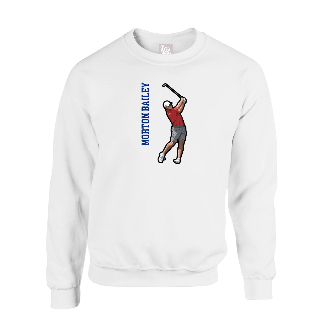 Fleece Crew — Name Vertical in White