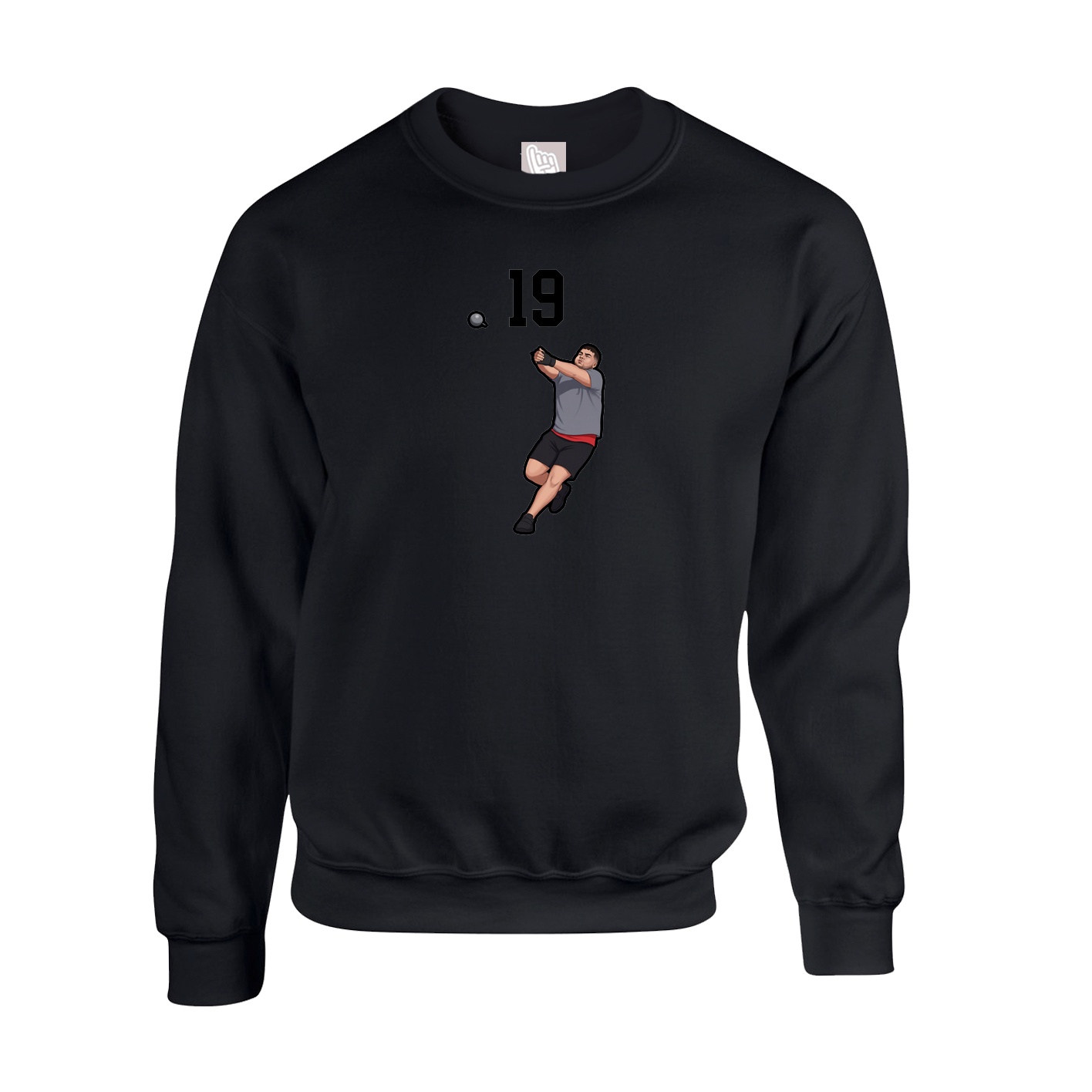 Fleece Crew — Number Top in Black