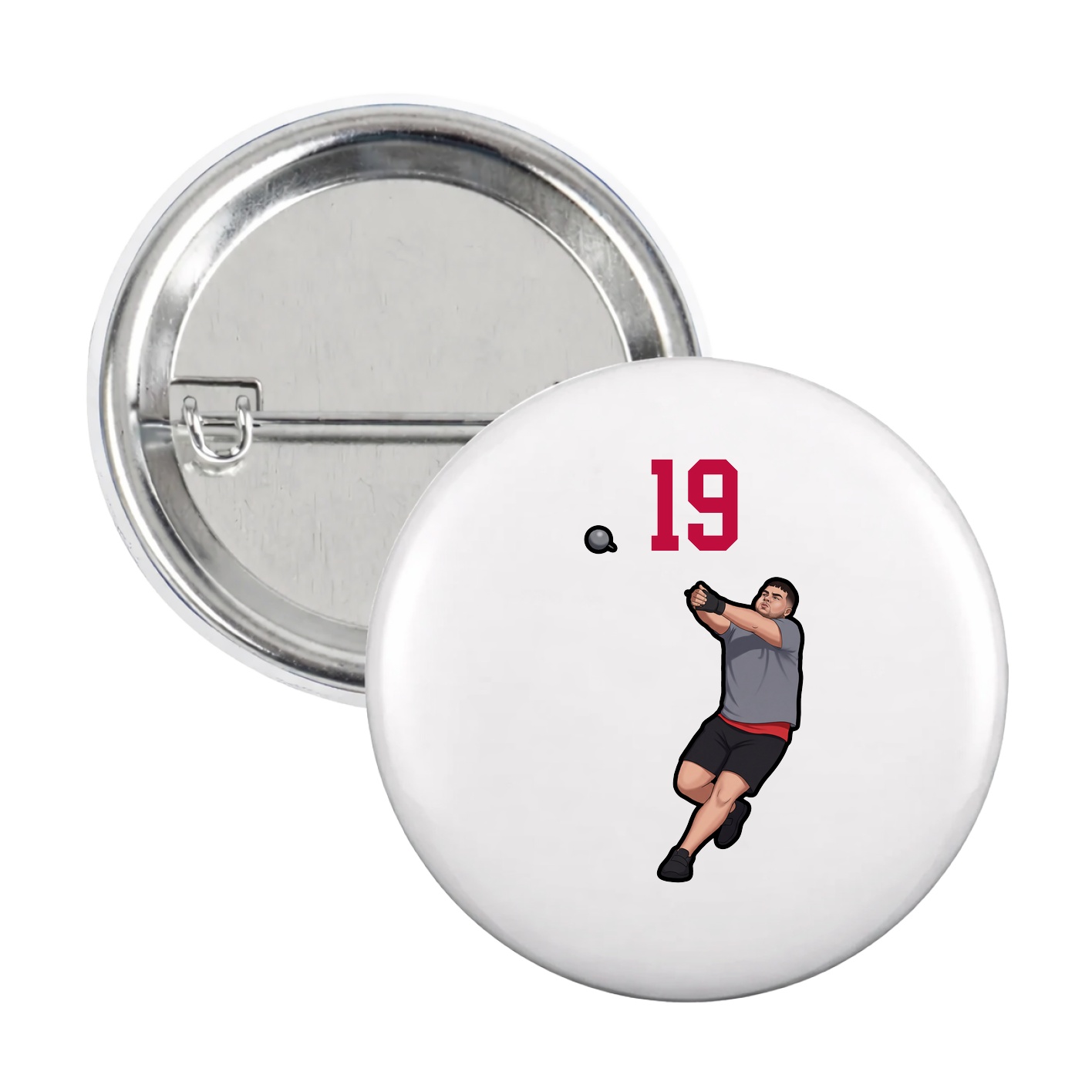 Game Day Button — Number Top in White