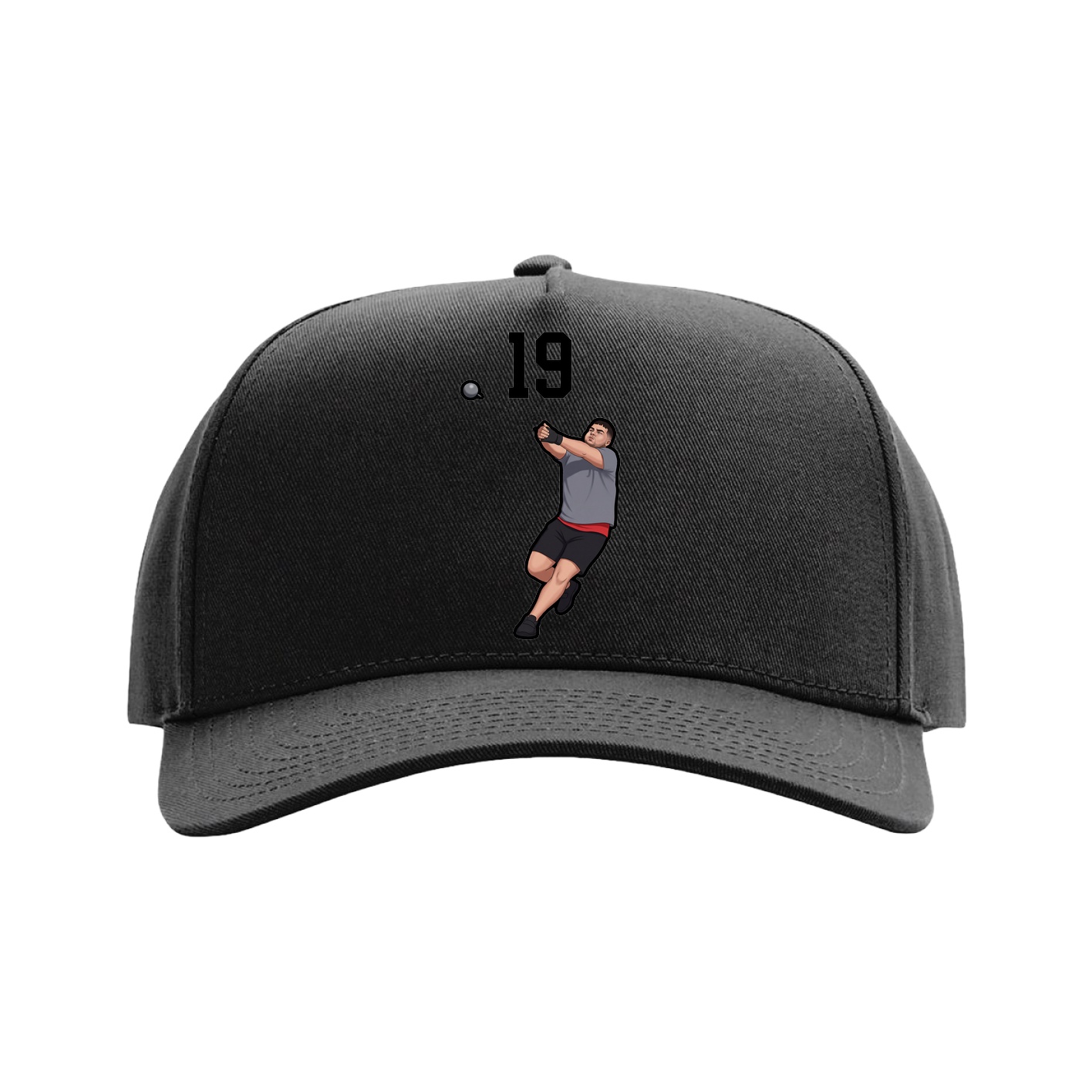 Full Fabric Five-Panel Champ Cap — Number Top in Black