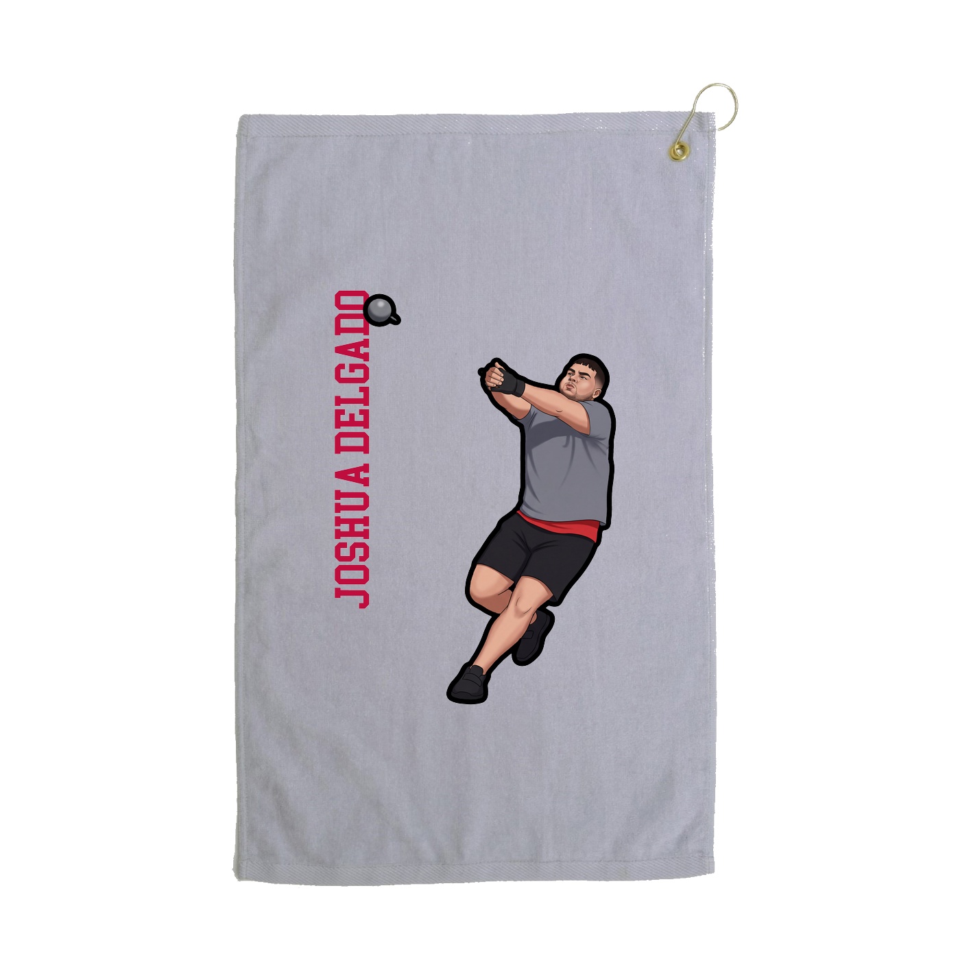 Golf Towel — Name Vertical in Grey