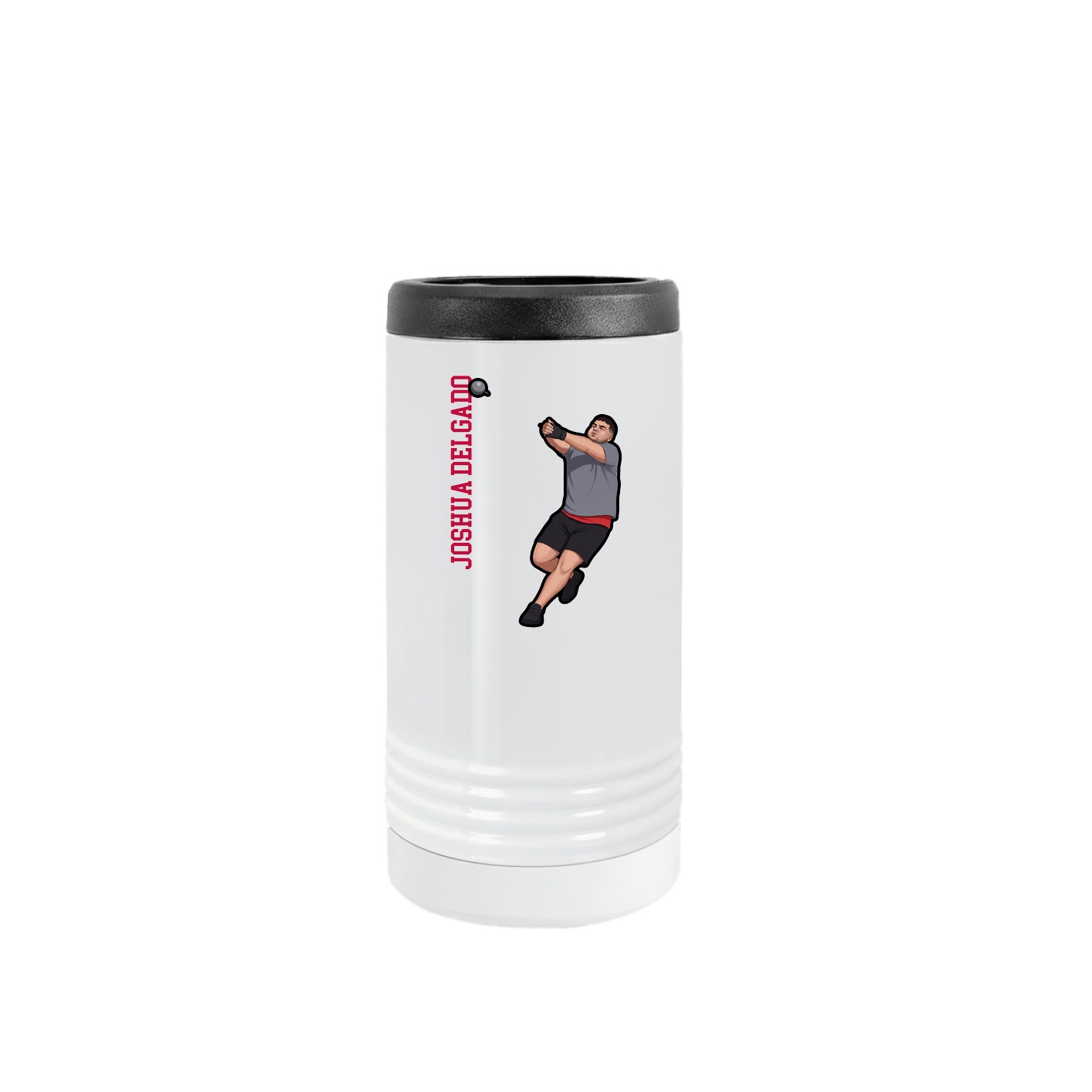 Slim Beverage Holder — Name Vertical in White