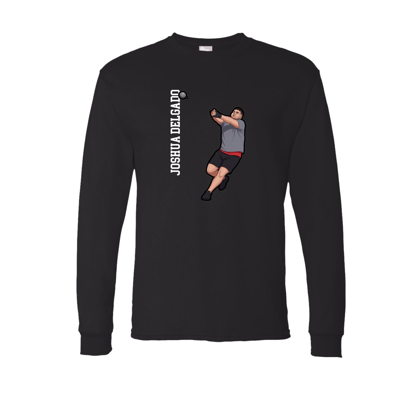Long Sleeve Tee — Name Vertical in Black