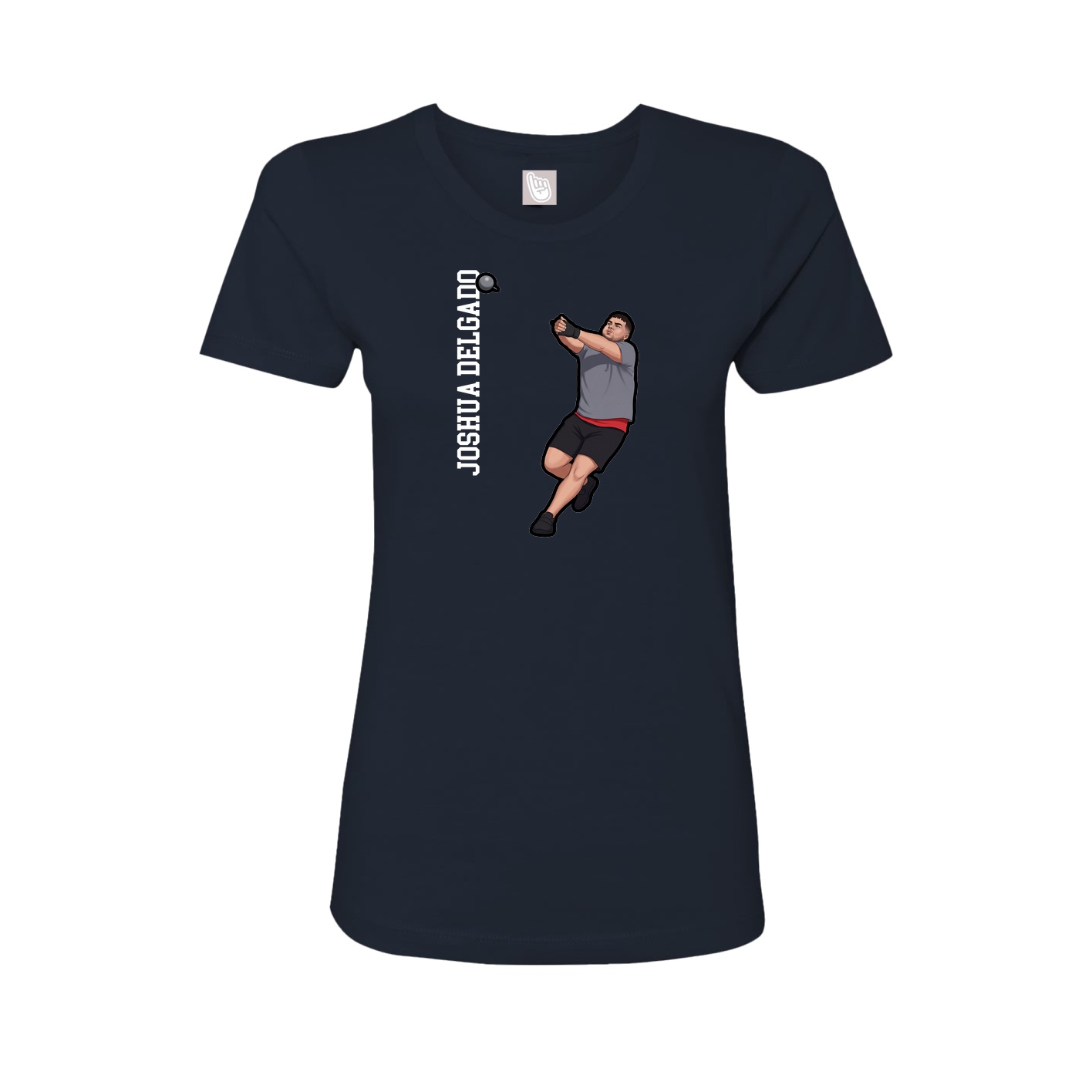 Fitted Women's Tee — Name Vertical in Navy