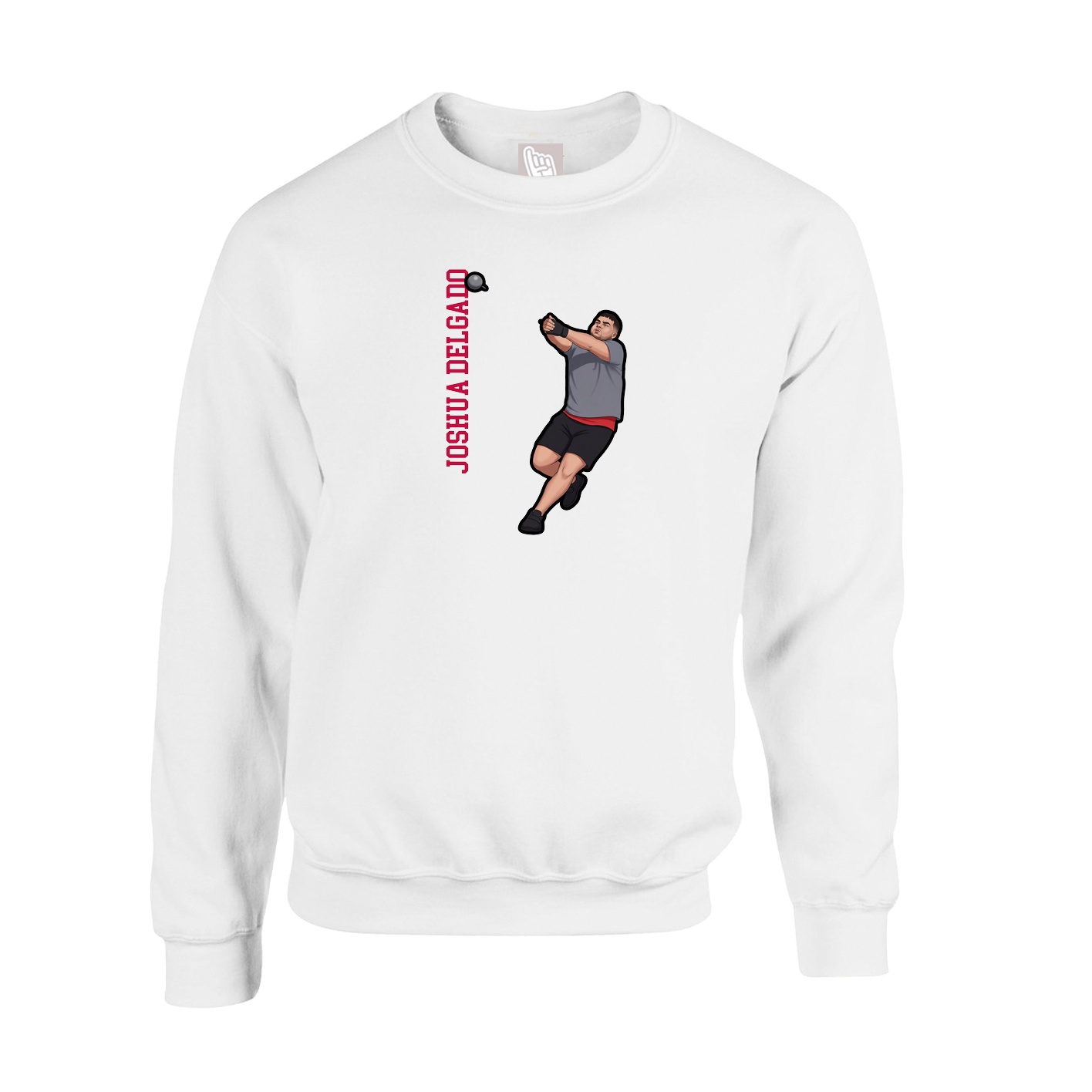 Fleece Crew — Name Vertical in White