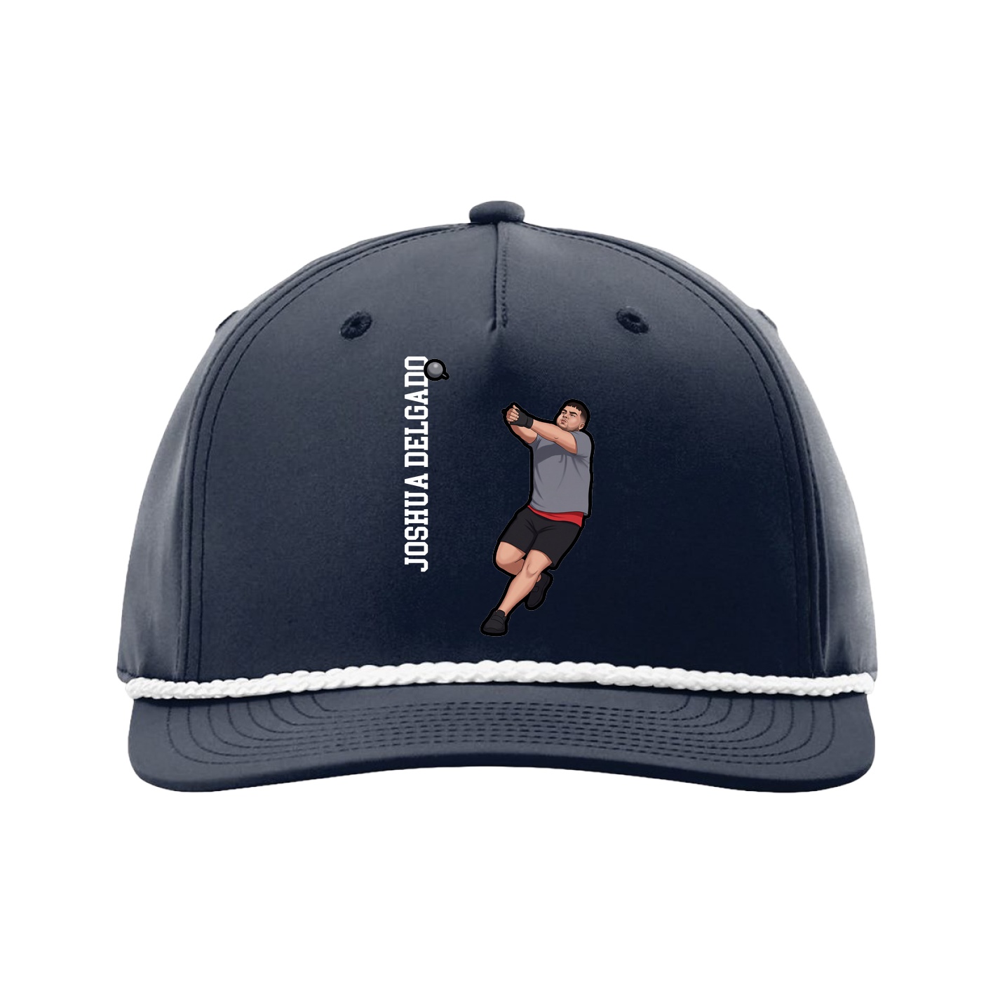Five-Panel Classic Rope Cap — Name Vertical in Navy