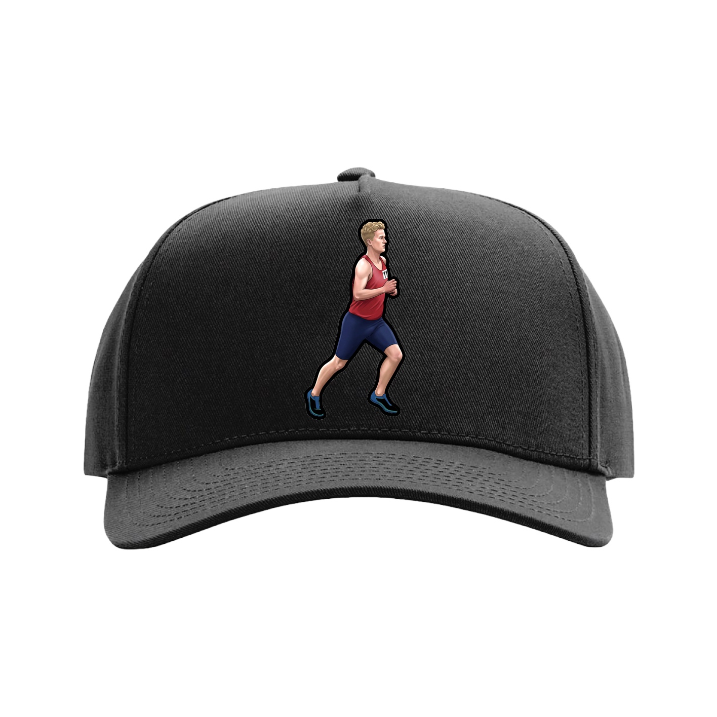 Full Fabric Five-Panel Champ Cap — Name Vertical in Black