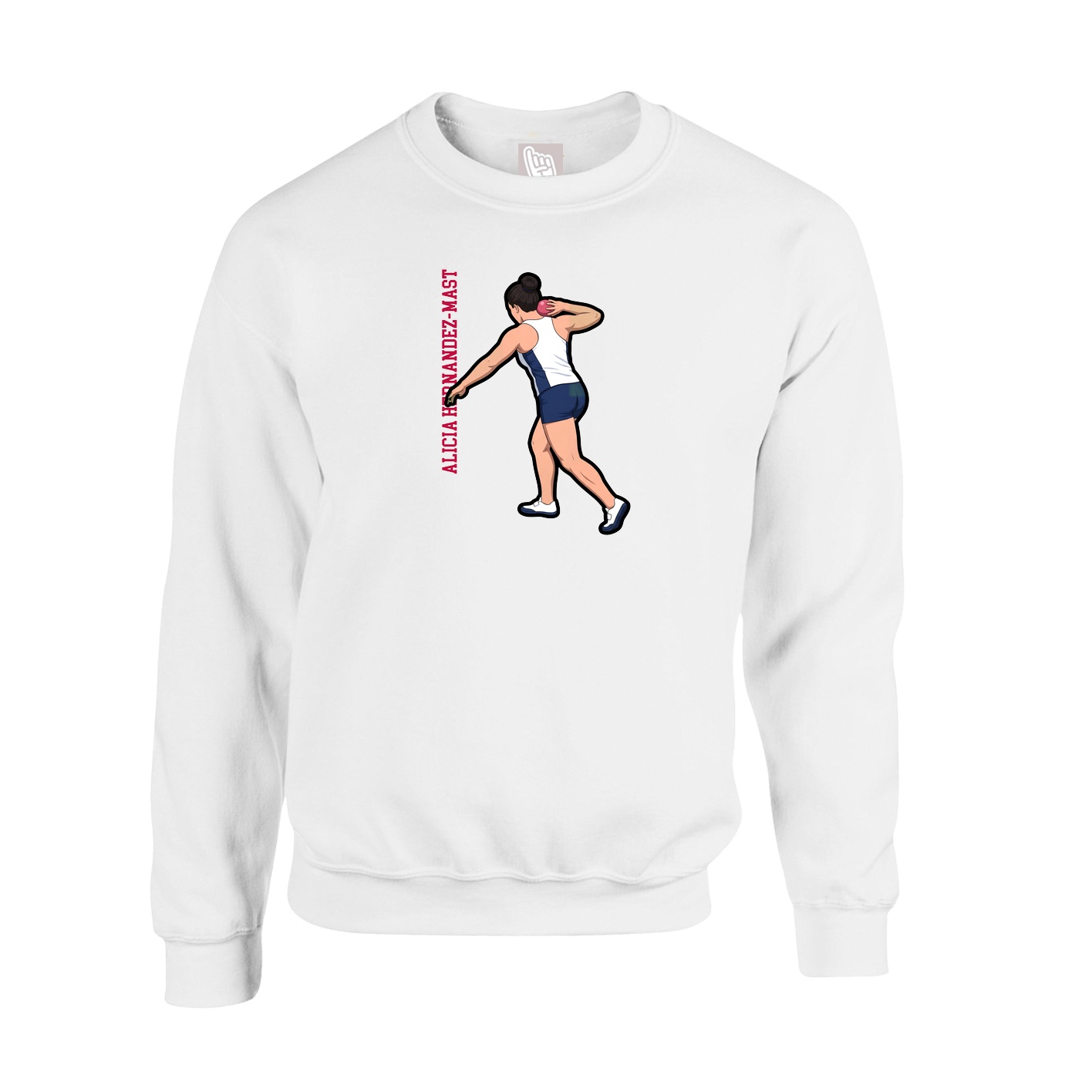 Fleece Crew — Name Vertical in White