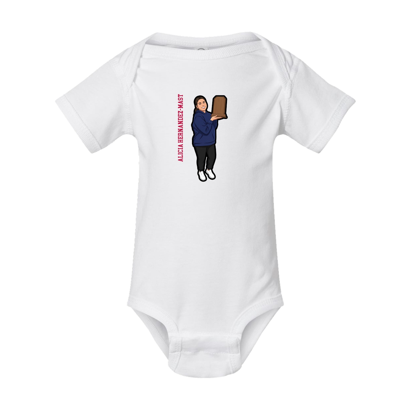 Baby Onesie — Name Vertical in White