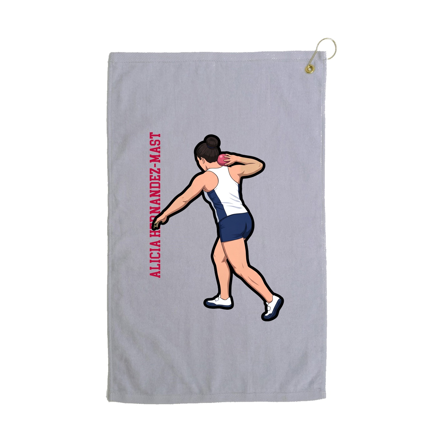 Golf Towel — Name Vertical in Grey