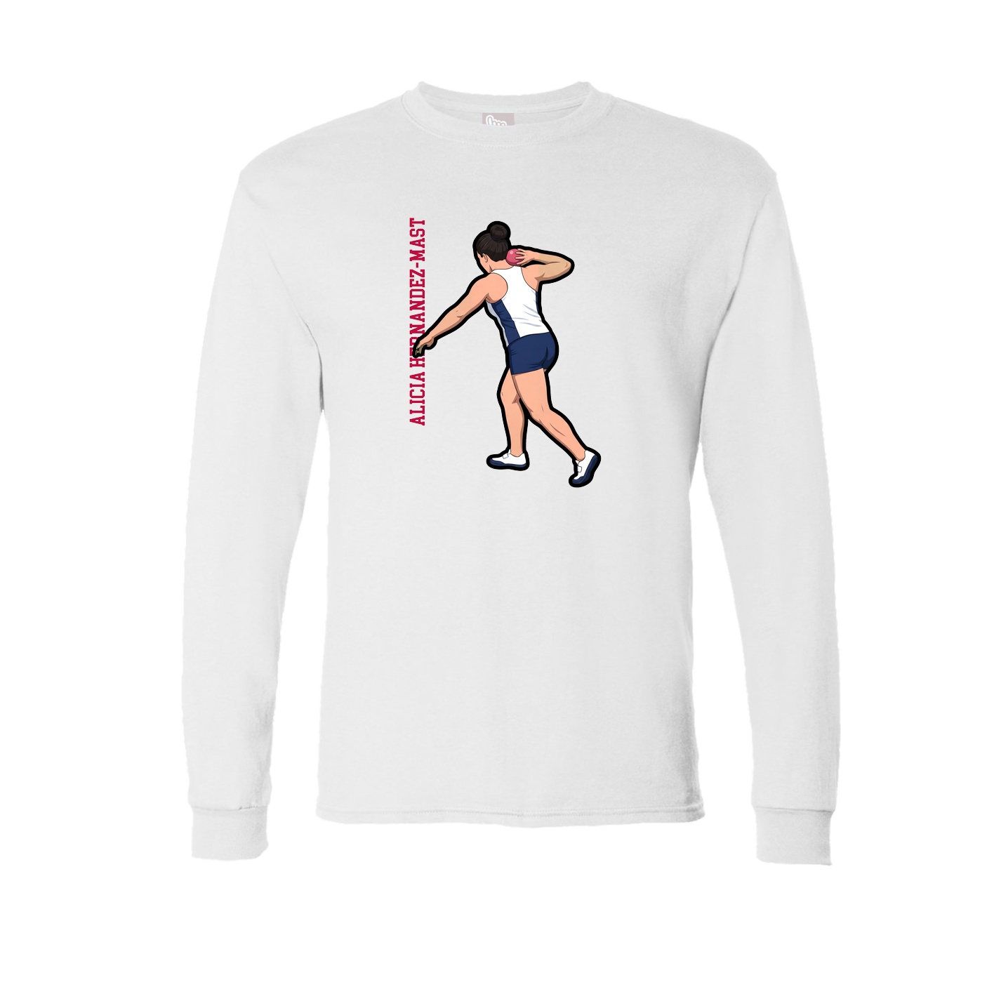 Long Sleeve Tee — Name Vertical in White